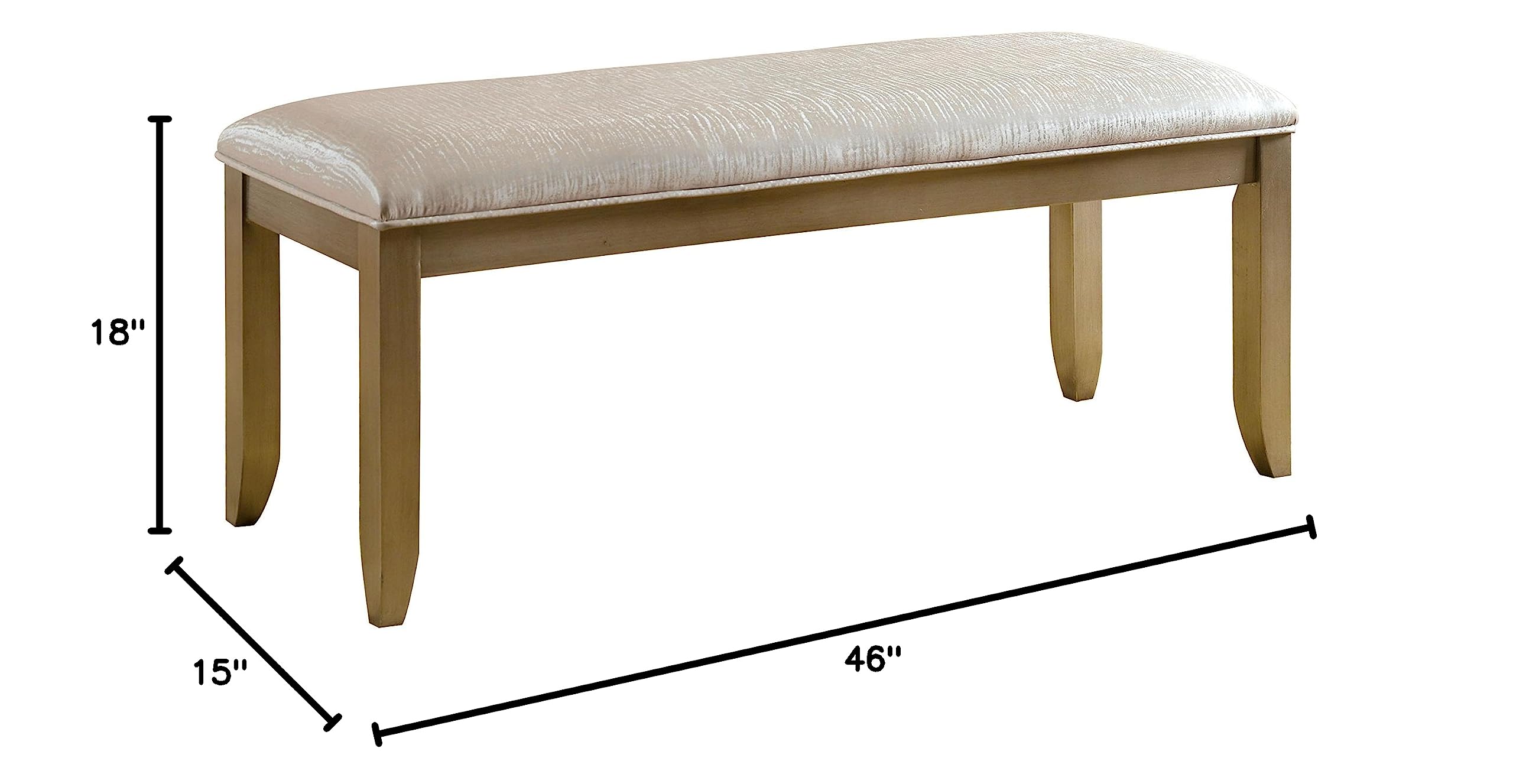 Furniture of America Antonette Accent Bench - Silver Velvet Upholstered Seat, Stylish Entryway Bench for Hallway, Living Room & Bedroom Decor