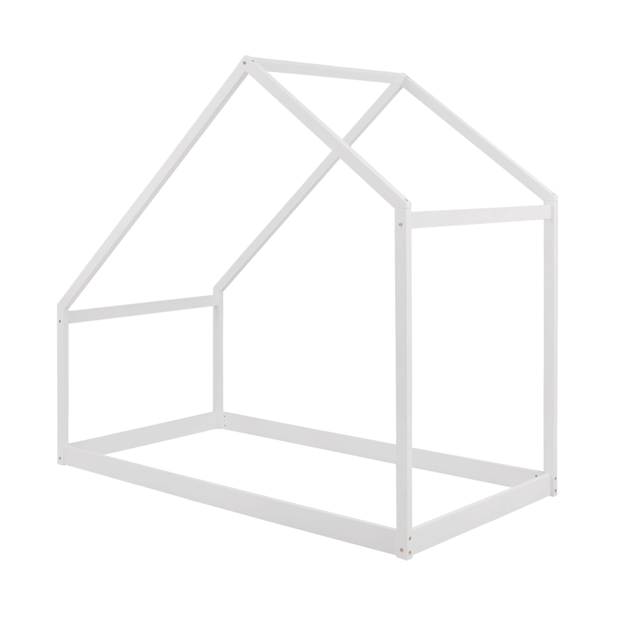 SOFTSEA Twin Kids Bed Frame with Tent - Easy Assembly White for Playroom & Bedroom