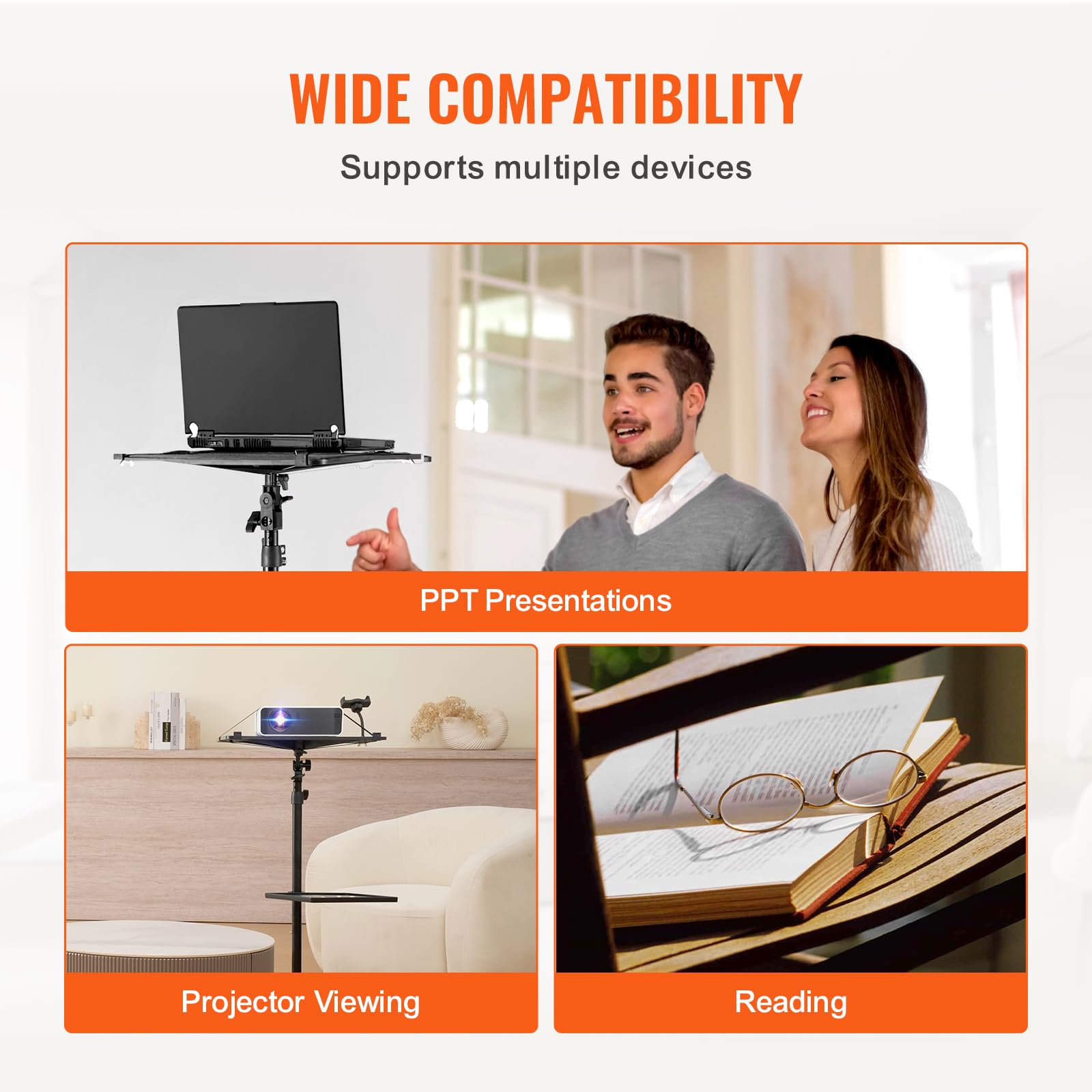 VEVOR Adjustable Projector Stand with Wheels & 2 Trays - 31.3