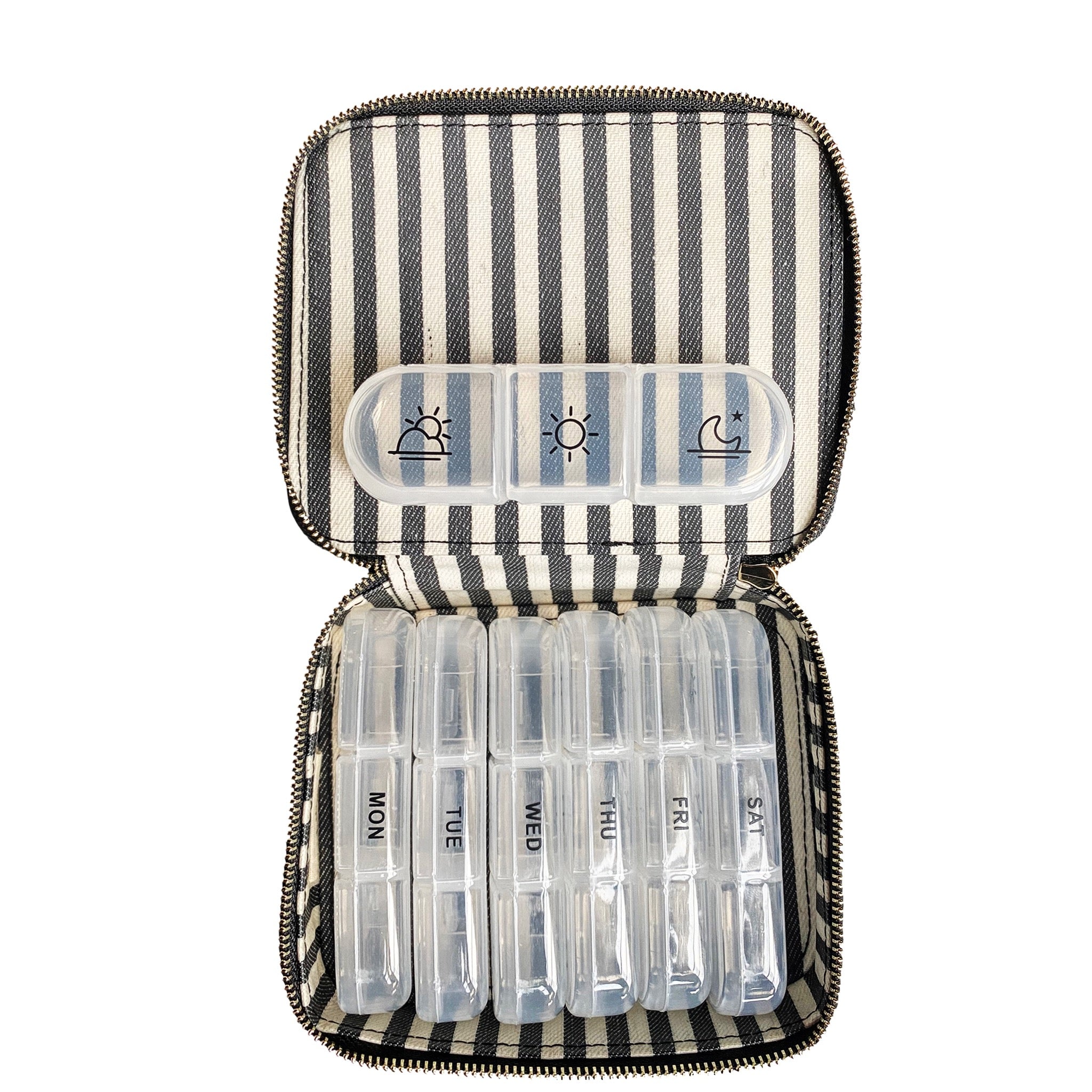 Large Pill Travel Case with Individual Daily Pill Organizer - Portable Medicine Storage for Travel, Work & Home - Black