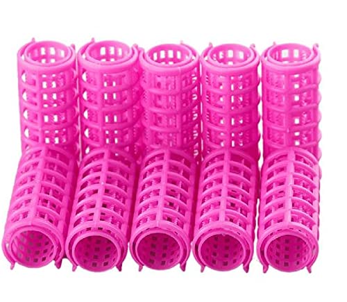 Ghelonadi No Heat Hair Rollers - 10 PCS Self Grip Plastic Snap-on Curlers for DIY Hair Styling & Salon Use | Random Colors | Perfect for Home Hairdressing, Beach Waves & Overnight Curls
