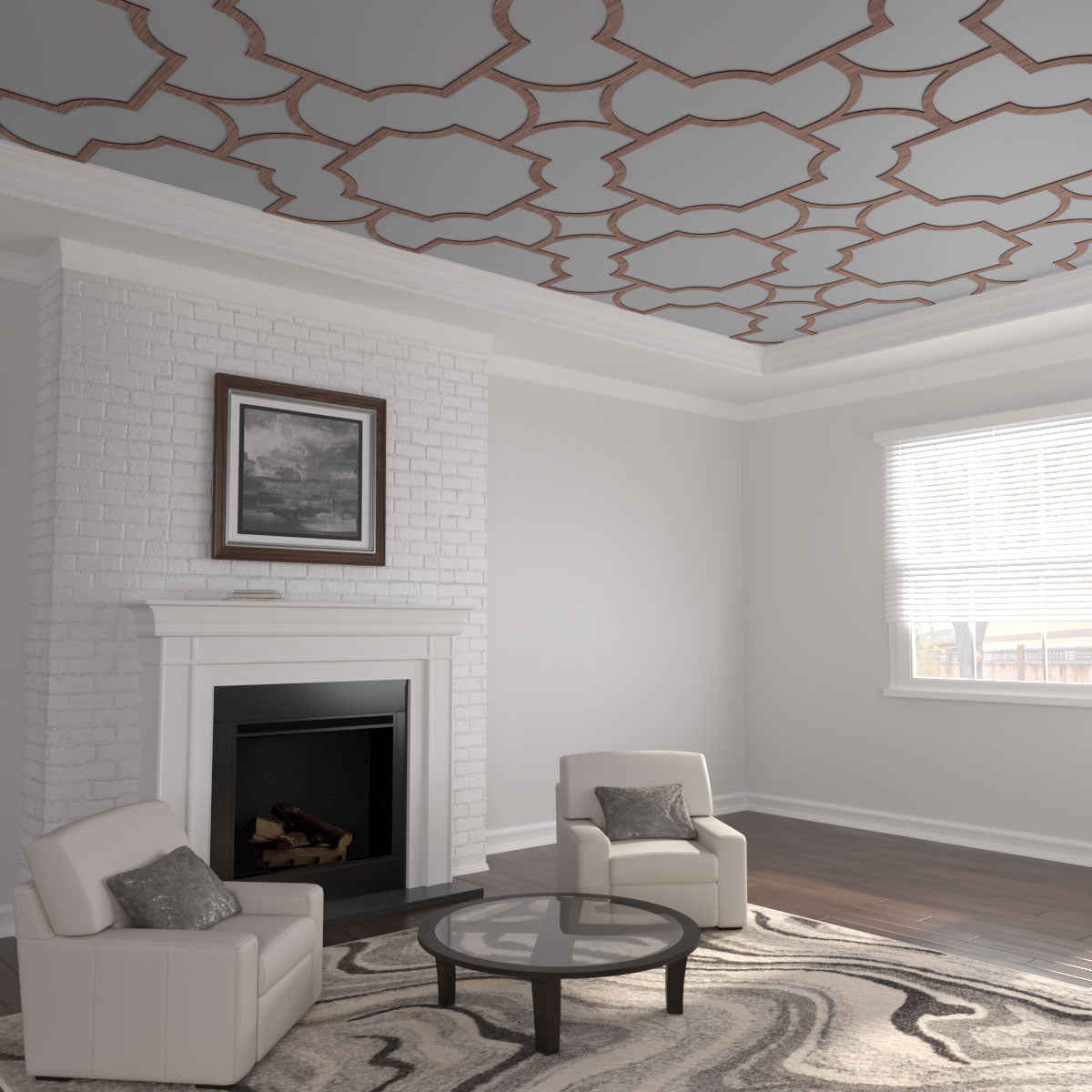 Anderson Decorative Fretwork Wood Ceiling Panels - Handcrafted Wooden Ceiling Tiles for Home & Office Decor - Perfect for Living Rooms, Bedrooms, and Commercial Spaces