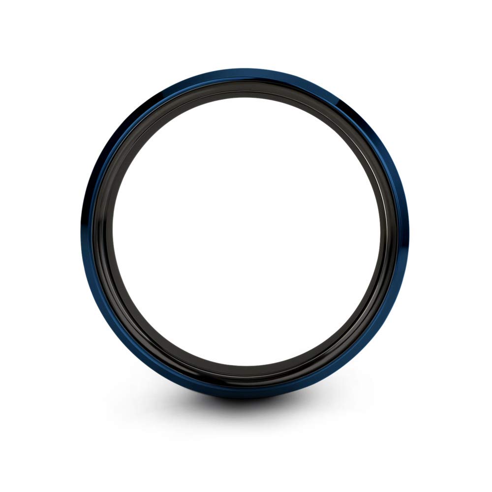 Premium Tungsten Carbide Wedding Band Ring for Men & Women - 10mm Blue Black Gunmetal with Blue Beveled Edge - Brushed & Polished Finish - Custom Engraving for Anniversary & Engagement - Perfect for Everyday Wear, Special Occasions & Gift Giving