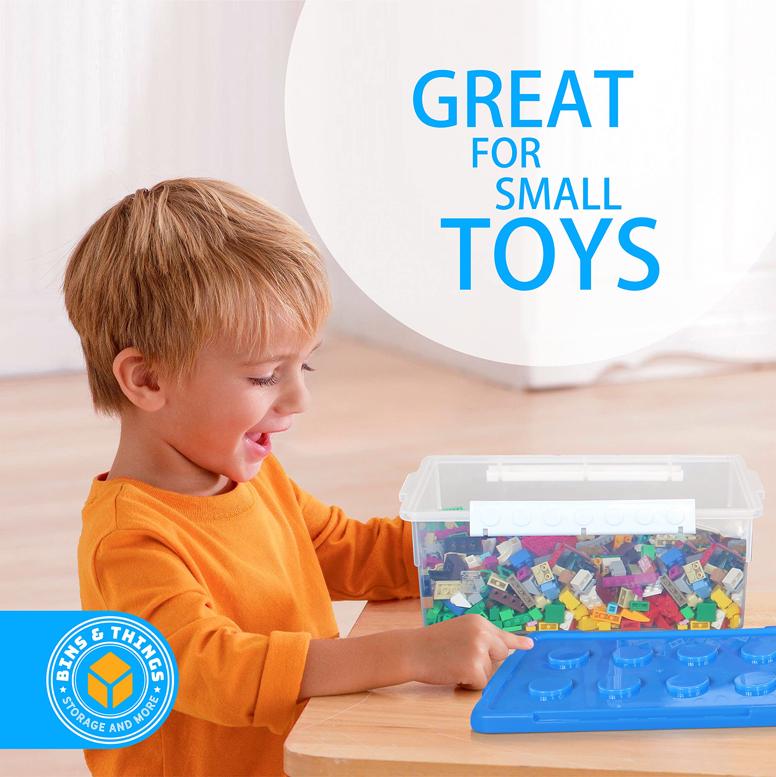 Stackable Clear Toy Storage Bins Set of 2 - Large & Small Organizer for LEGO, Barbie Dolls & Hot Wheels - Kids Room Organization & Playroom Storage Solutions