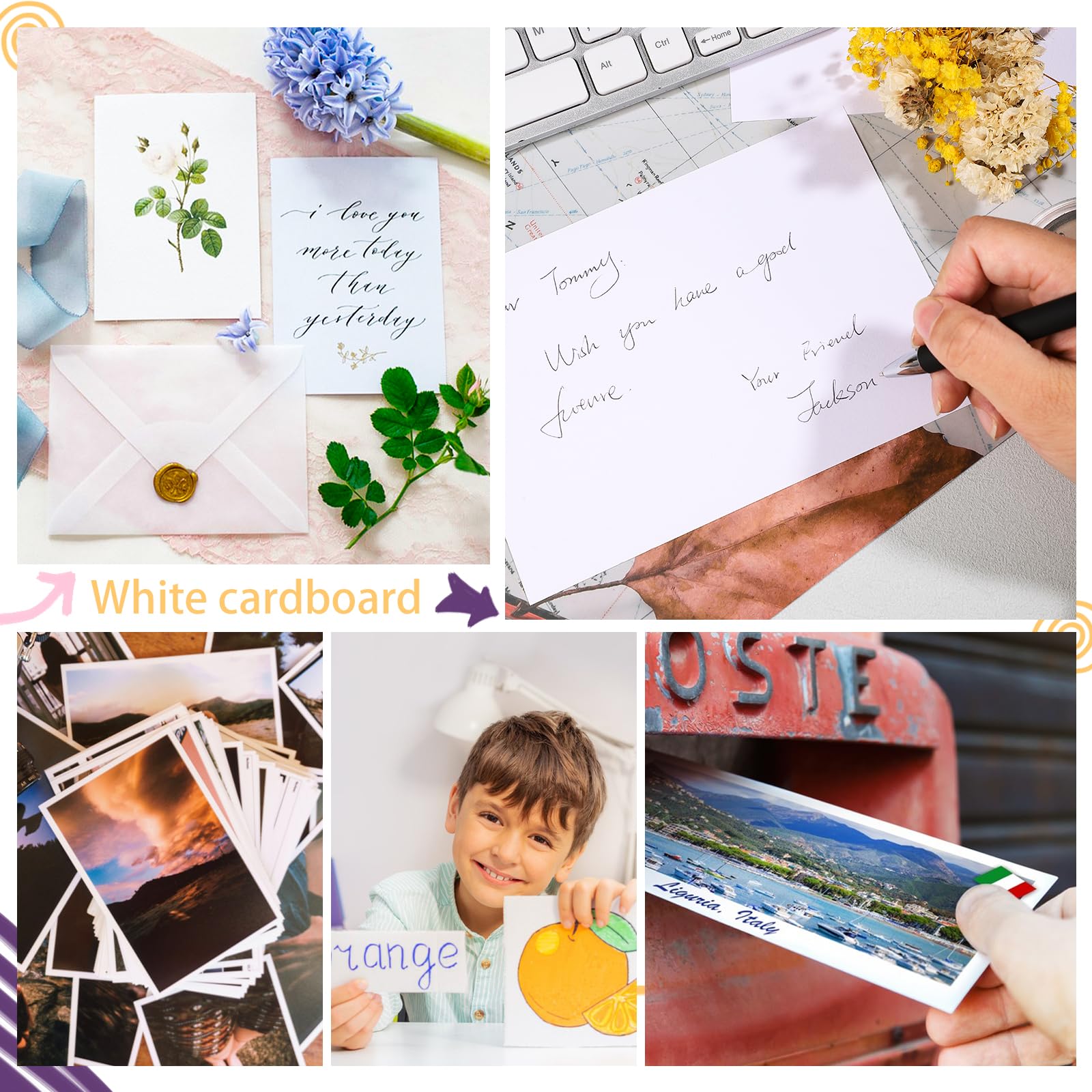 50-Pack 5x7 Premium White Cardstock Paper (80lb/216gsm) - Heavyweight Thick Paper for Printing, DIY Crafts, Wedding Invitations, Thank You Cards, Postcards & Business Stationery - Perfect for Home, Office & Event Use