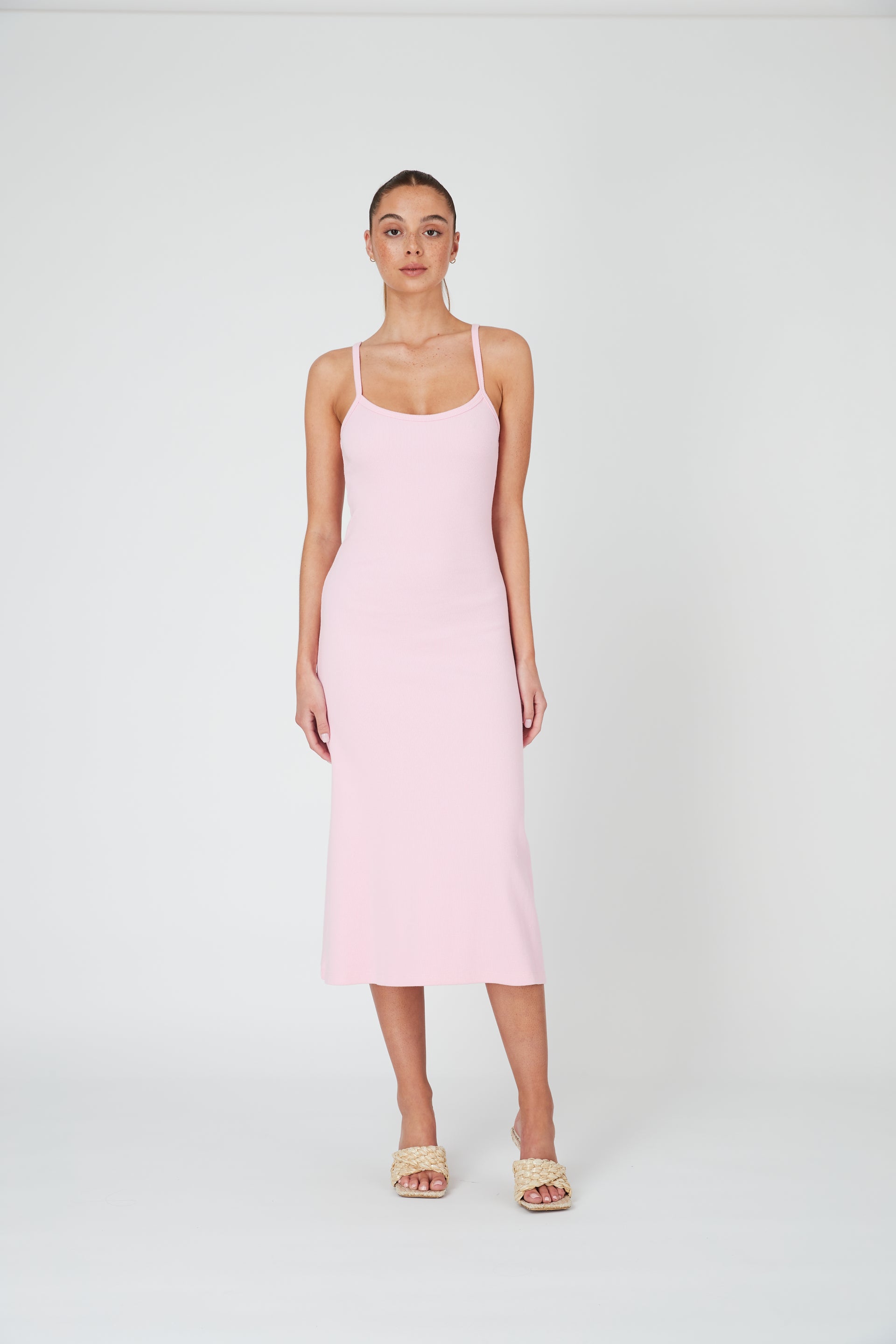 Elegant A-Line Midi Dress in Candy Pink - Perfect for Weddings, Parties & Casual Outings
