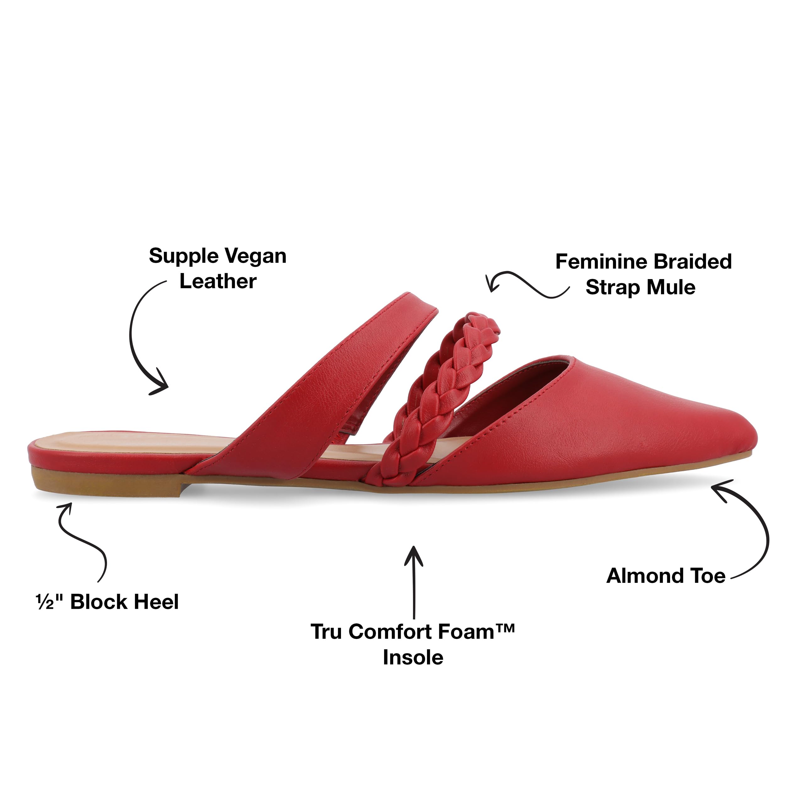 Journee Collection Women's Comfortable Ballet Flats - Lightweight Slip-On Shoes for Work, Travel & Everyday Wear