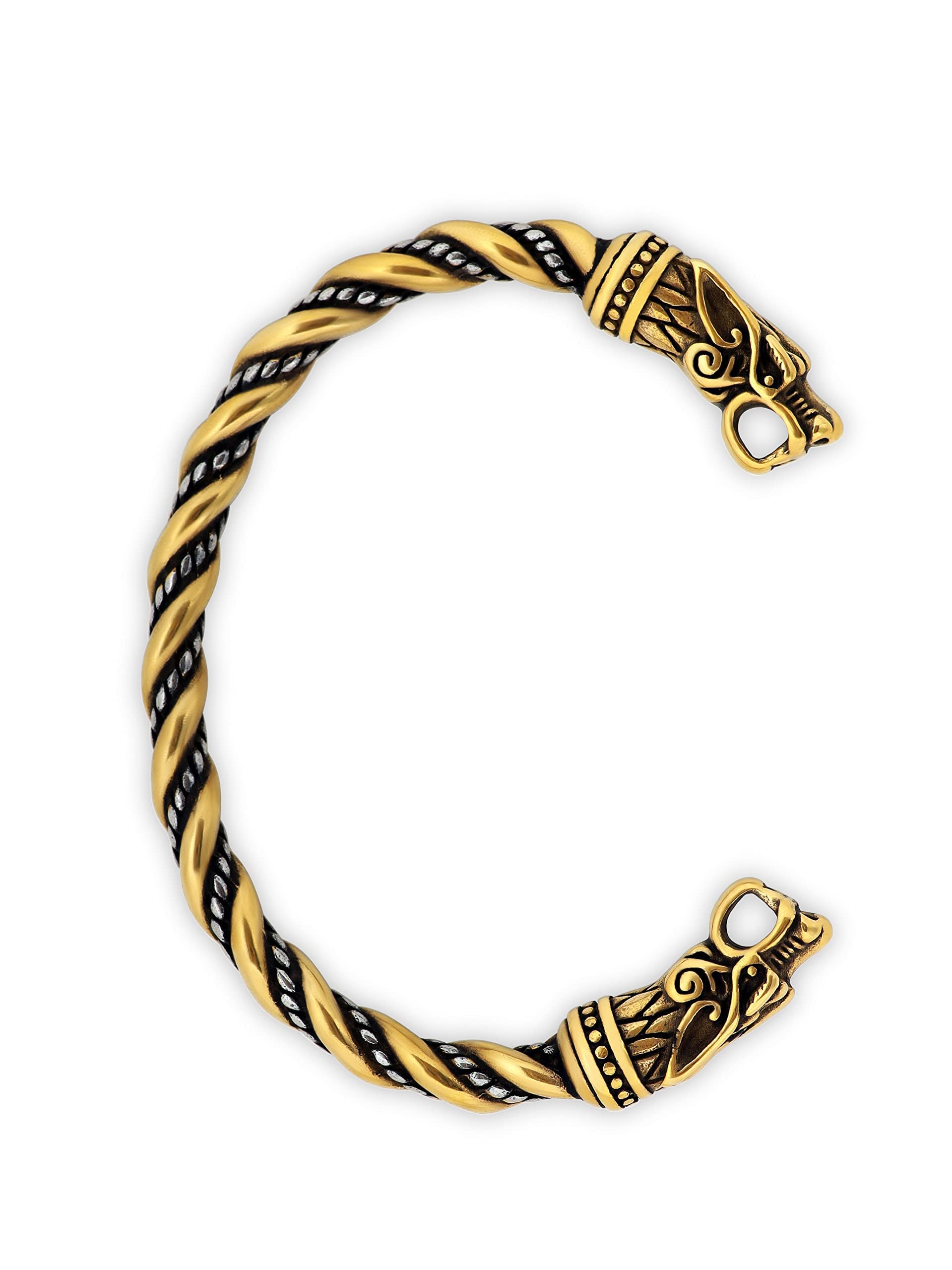 HAQUIL Stainless Steel Viking Twisted Cuff Bracelet - Norse Arm Ring for Men, Viking Jewelry Gift for Him - Perfect for Medieval Reenactments, Viking Cosplay & Norse Style Accessories
