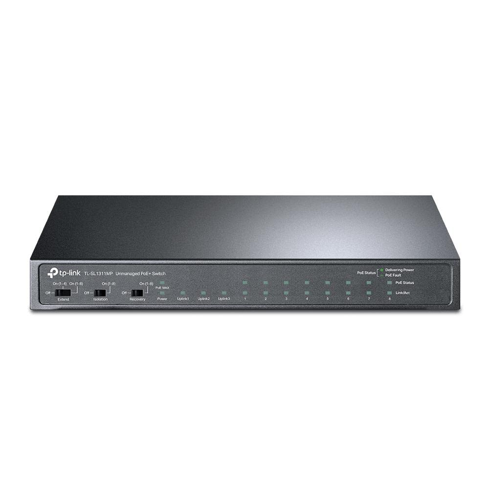 TP-Link TL-SL1311MP 8-Port Fast Ethernet PoE+ Switch with 2 Gigabit Ports & 1 SFP Port - Ideal for Home Office, Small Business Network & Smart Home Setup