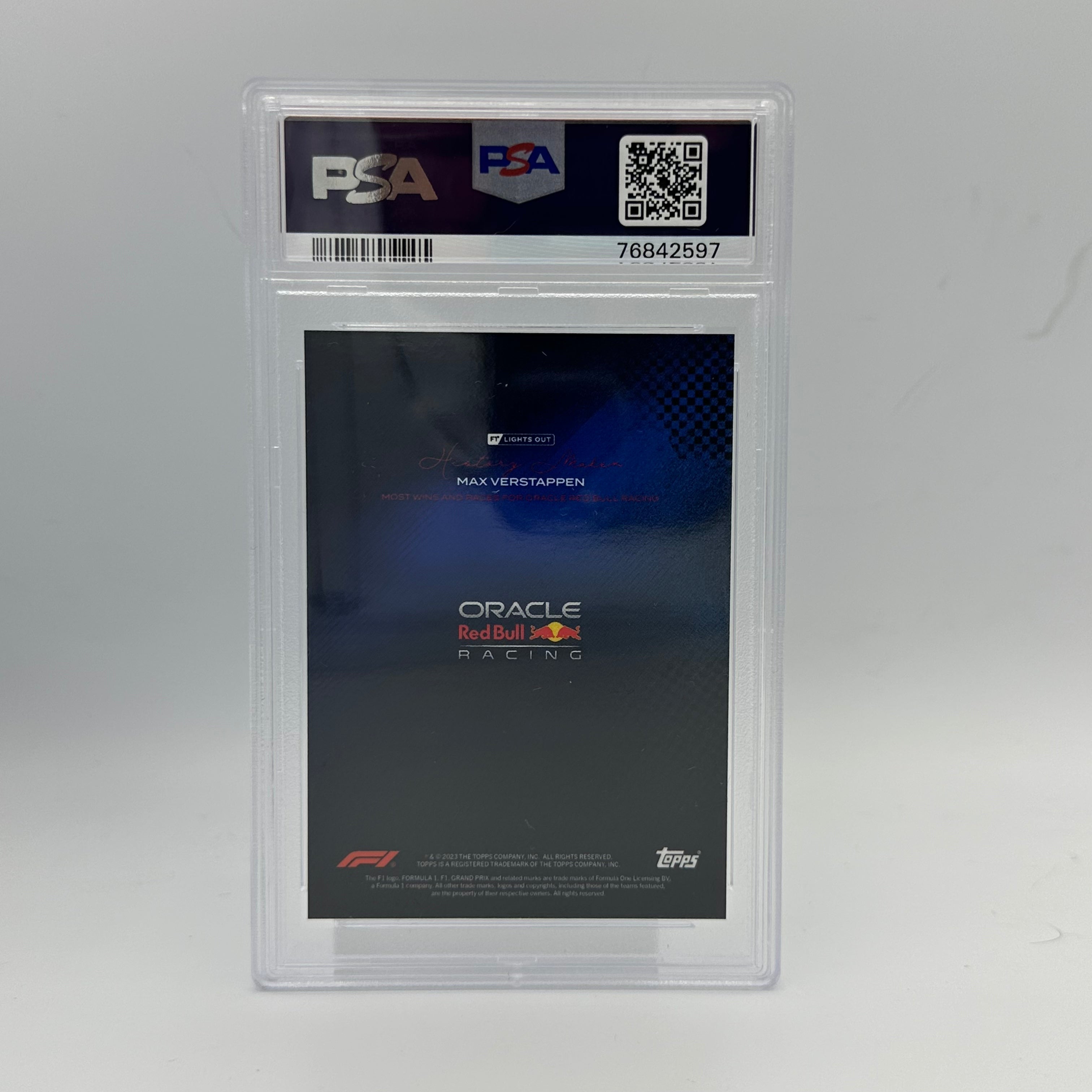 PSA 8 Graded 14/25 Max Verstappen History Maker Trading Card - Most F1 Wins & Races Record Holder - Blue Parallel - Perfect for F1 Collectors and Motorsport Fans Display