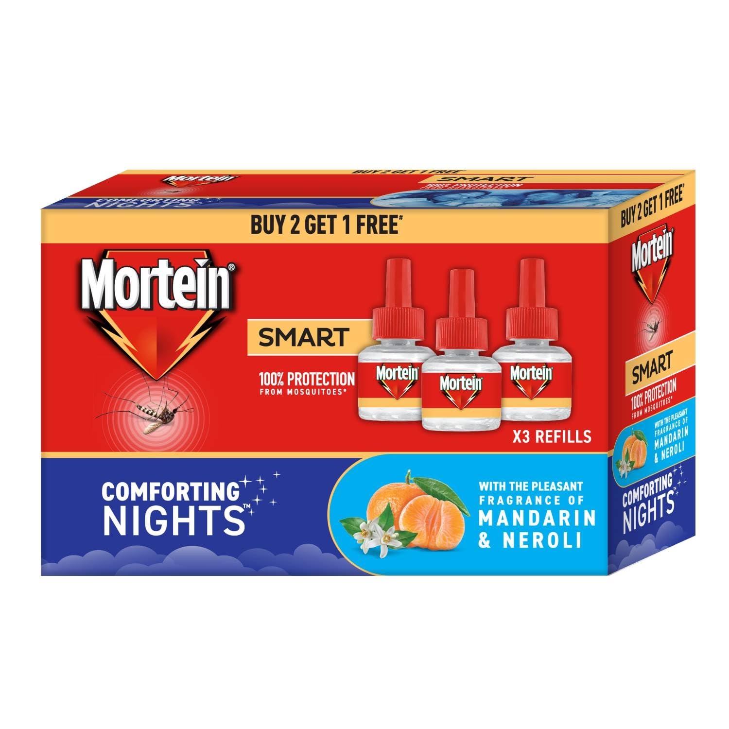 Mortein SmartPlus Mosquito Repellent Refill 45ml x 3 Pack - Insect Killer for All Machines | 100% Dengue Protection | Indoor & Outdoor Use for Home, Camping, Travel