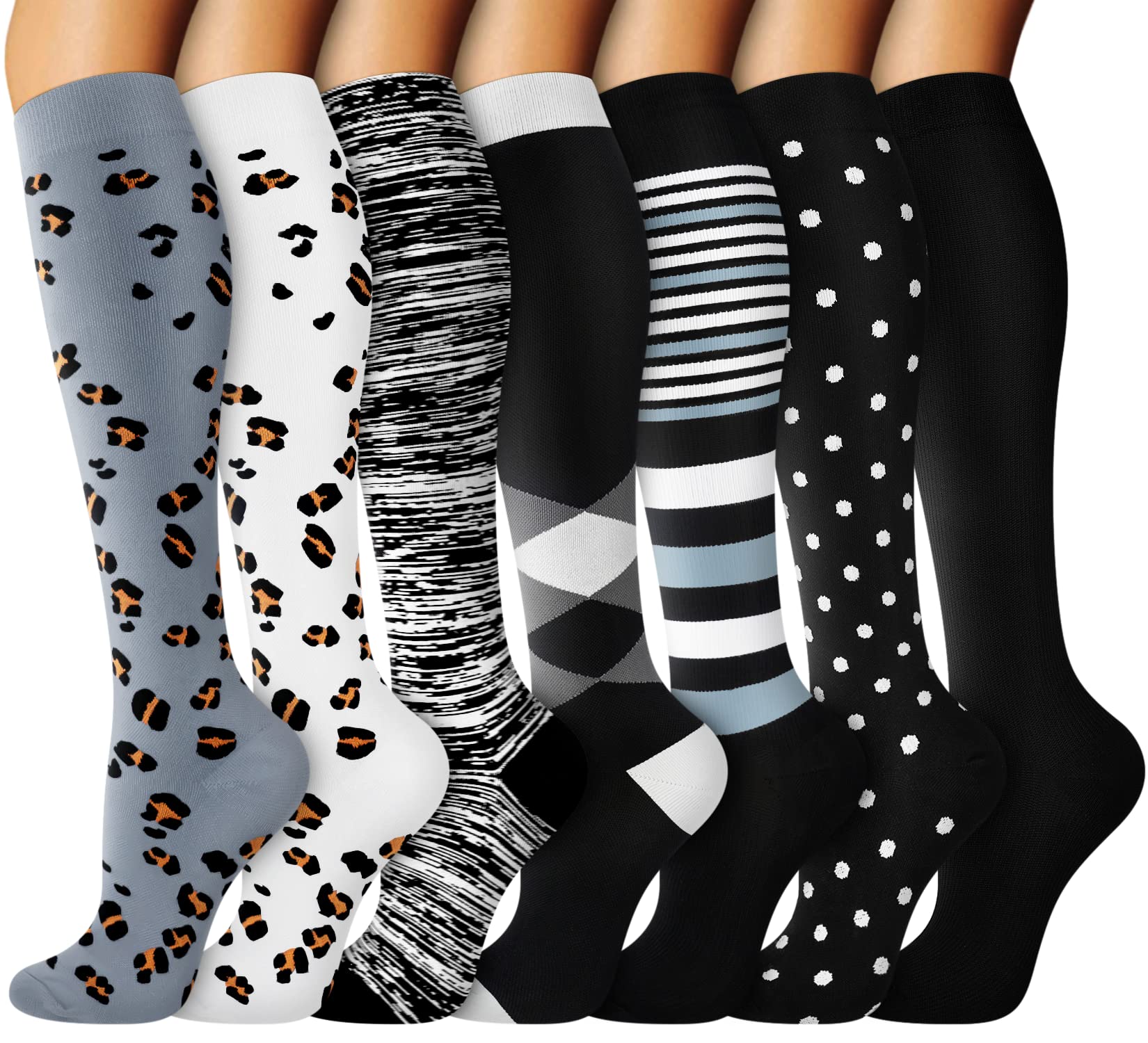 **Best Compression Socks for Men & Women 20-30mmHg - Graduated Support Socks for Running, Soccer, Nurses & Travel - Improve Circulation & Reduce Swelling**