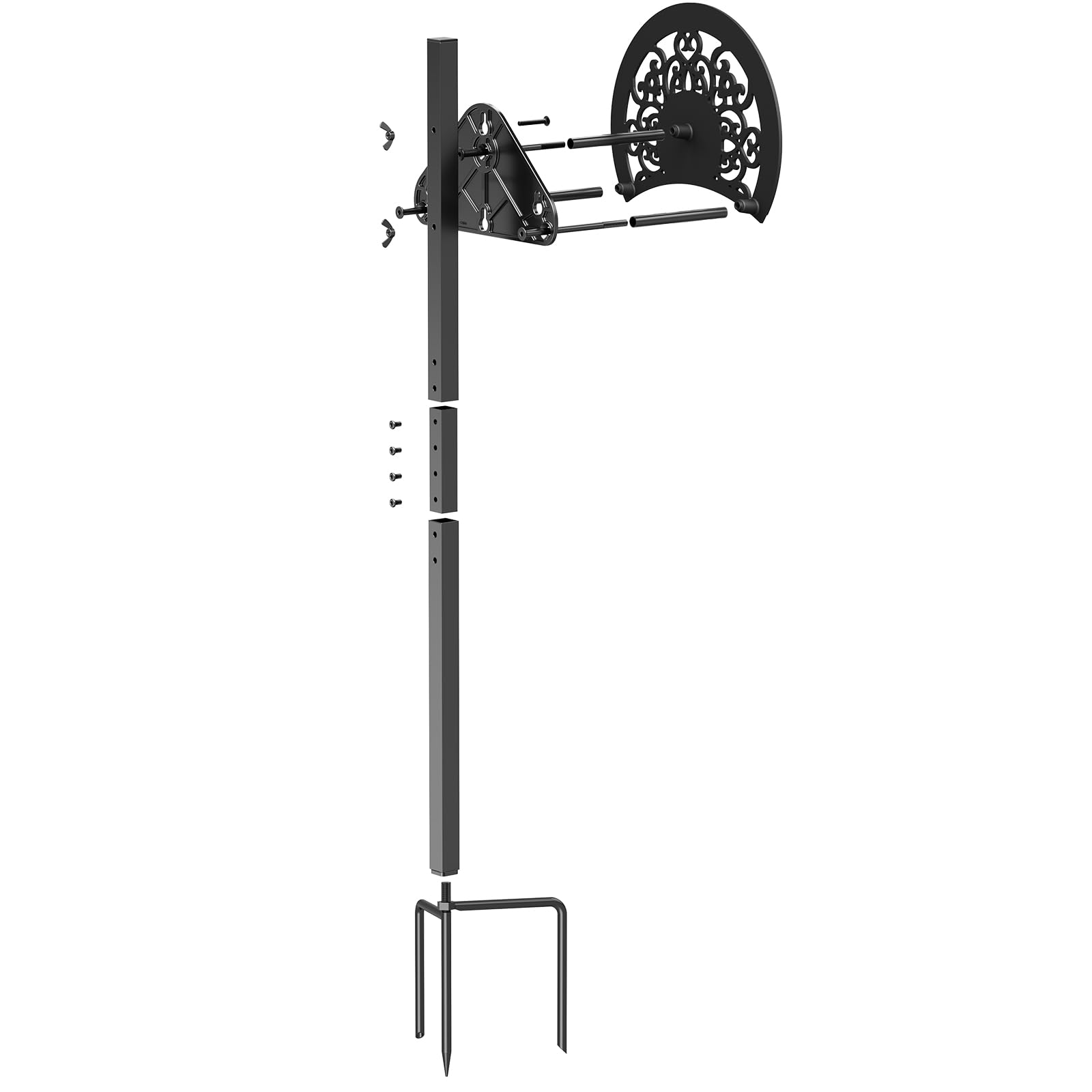 GOFORWILD Decorative Sturdy Garden Hose Holder - Wall Mounted Hose Rack & Hanger for 125-Feet 5/8-Inch Hose - Durable Stainless Cast Aluminum Hose Reel (7009) - Perfect for Yard, Lawn & Outdoor Watering