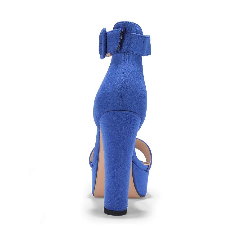 IDIFU IN5 Sabrina Platform Heels for Women - Chunky Block Heel Sandals with Ankle Strap | Sexy Open Toe Dress Shoes for Wedding, Party & Special Occasions | Comfortable High Heels for Evening Events, Date Night & Formal Wear