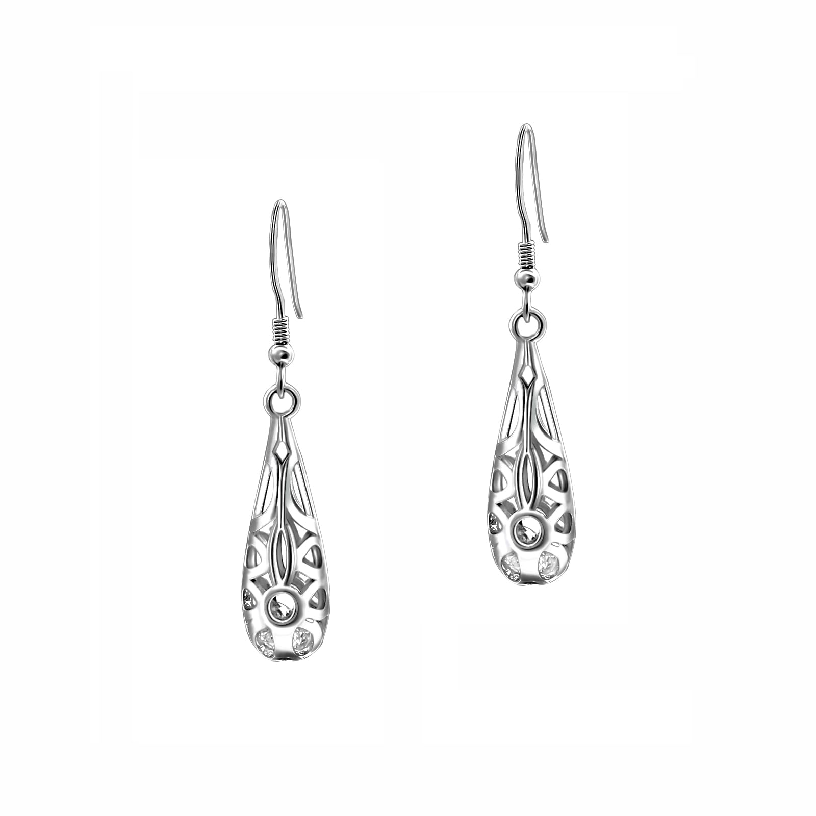 18K Gold Plated 925 Sterling Silver Vintage Filigree Dangle Earrings for Women - Elegant Jewelry Gift for Wedding, Party & Special Occasions