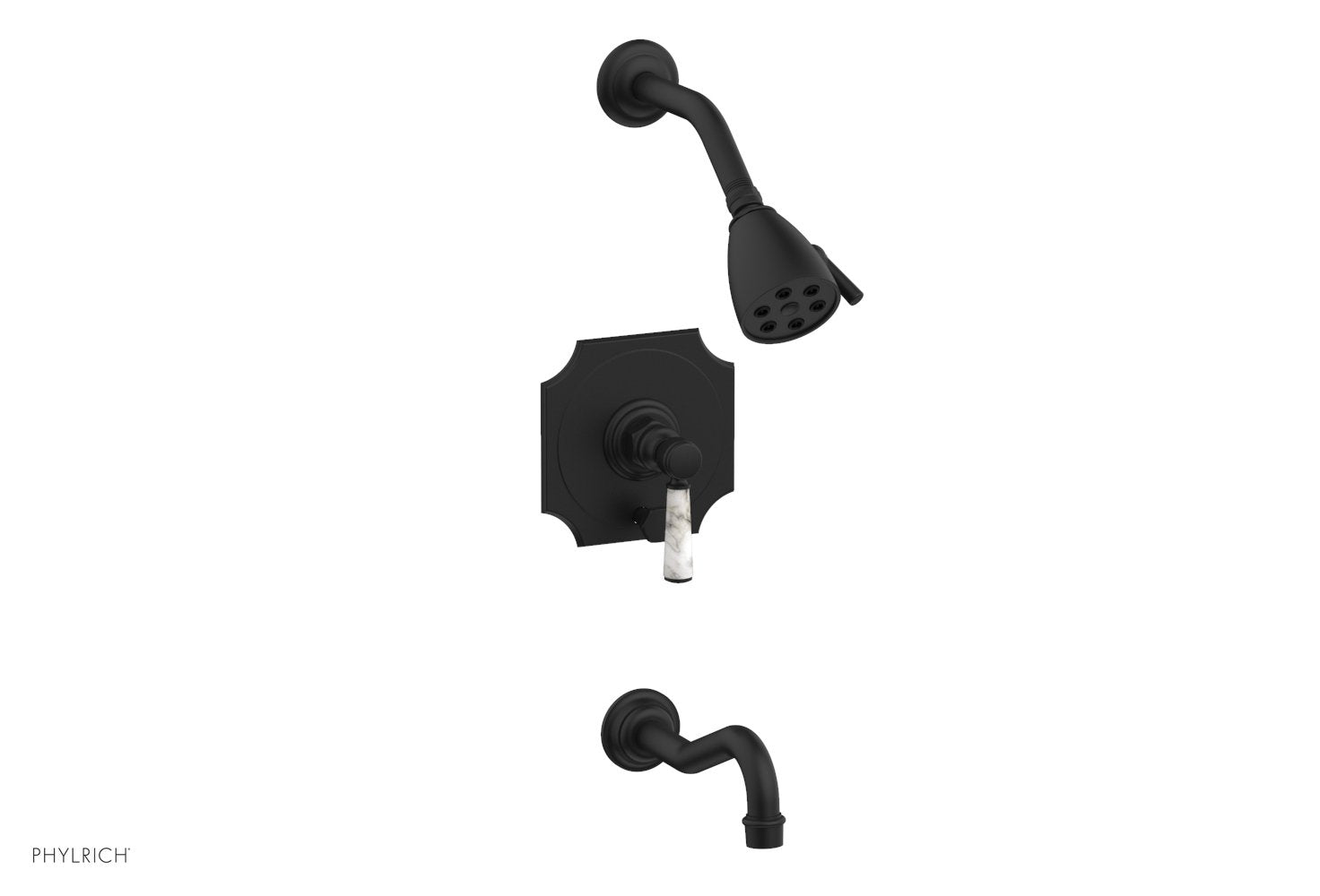 HENRI Pressure Balance Tub and Shower Set with White Marble Lever Handle - Model 161 31 | Bathroom Faucet for Modern Homes, Spa-Like Shower Experience