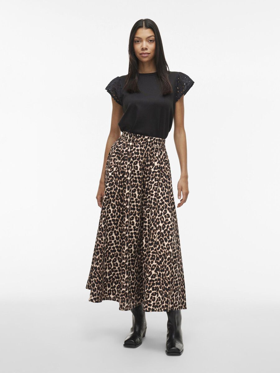 Cia Maxi Skirt for Women - Mountain Trail & Leo Print Flowy Long Skirt - Perfect for Hiking, Travel & Boho Fashion