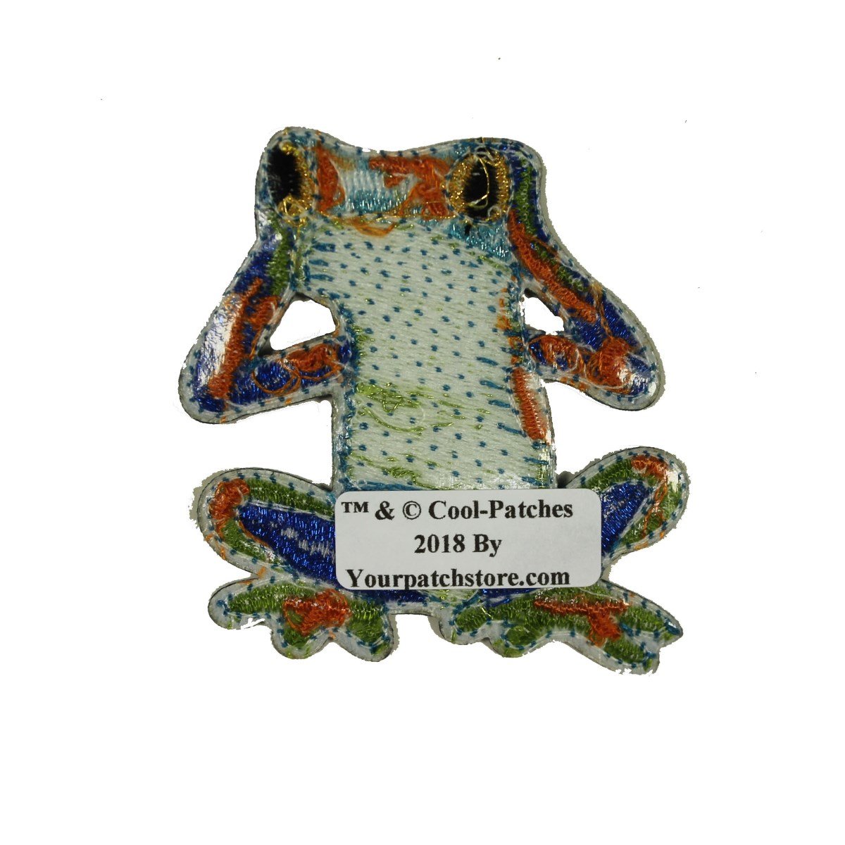 Frog Hear No Evil Embroidered Iron On Patch - DIY Sewing Applique for Jackets, Hats, Bags & Costumes