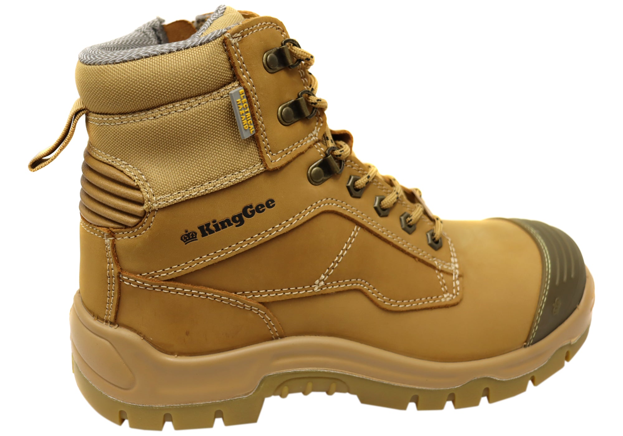 KingGee Men's 6 Inch Phoenix Zip & Lace Composite Toe Safety Work Boots - Durable Steel Toe Shoes for Construction, Warehouse & Outdoor Work
