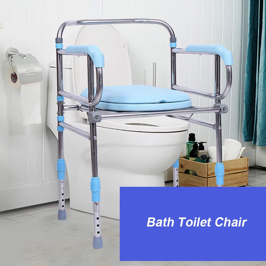 Adjustable Height Medical Toilet Chair - Folding Shower Bench with Extra Wide Steel Frame for Elderly & Disabled Adults | Bedside Commode Seat for Home Care & Bathroom Safety