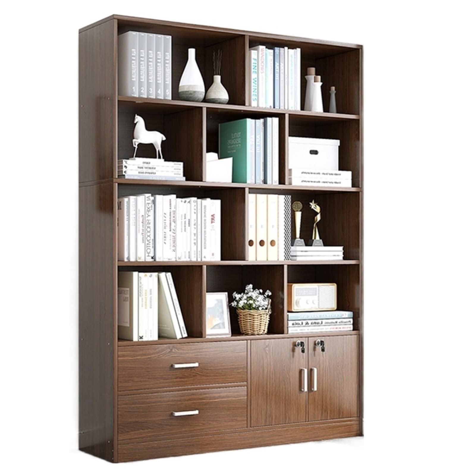 Modern 5-Tier Bookshelf Display Case - 100x24x180cm Layered Lattice Cabinet for Home & Office Storage - Perfect for Organizing Books, Decor, Plants in Living Room, Bedroom or Study Area