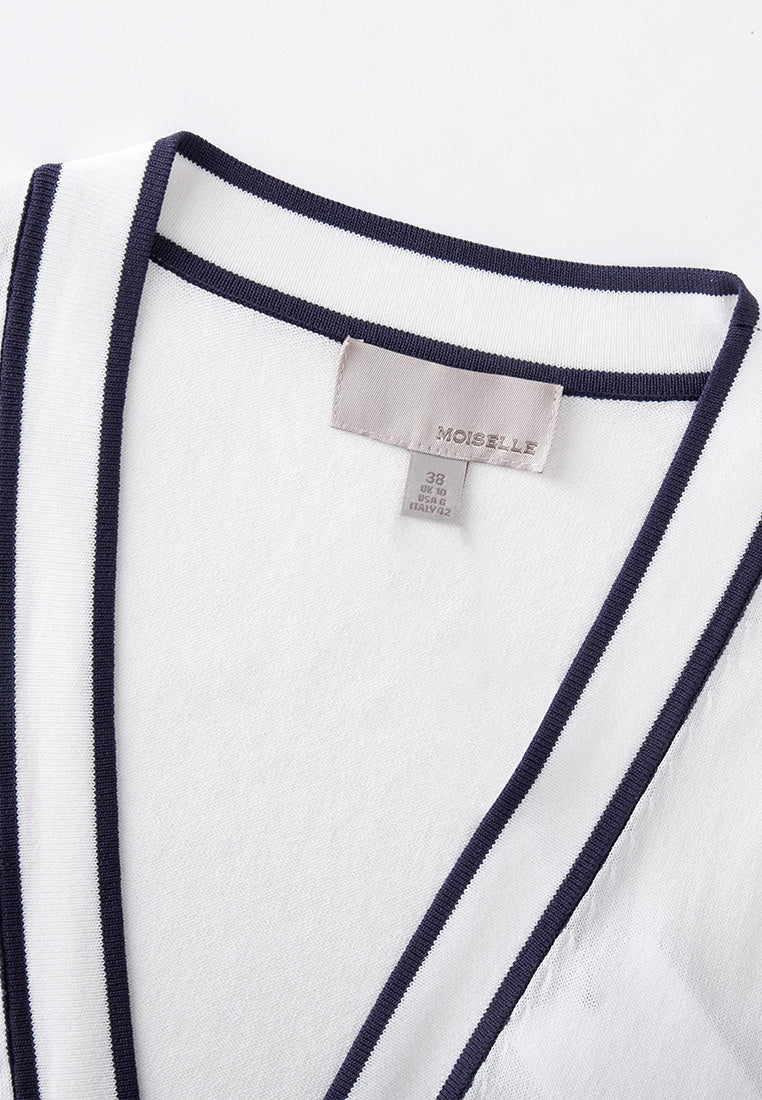 Women's White V-Neck Knit Cardigan - Soft Lightweight Sweater for Layering, Office Wear & Casual Outfits