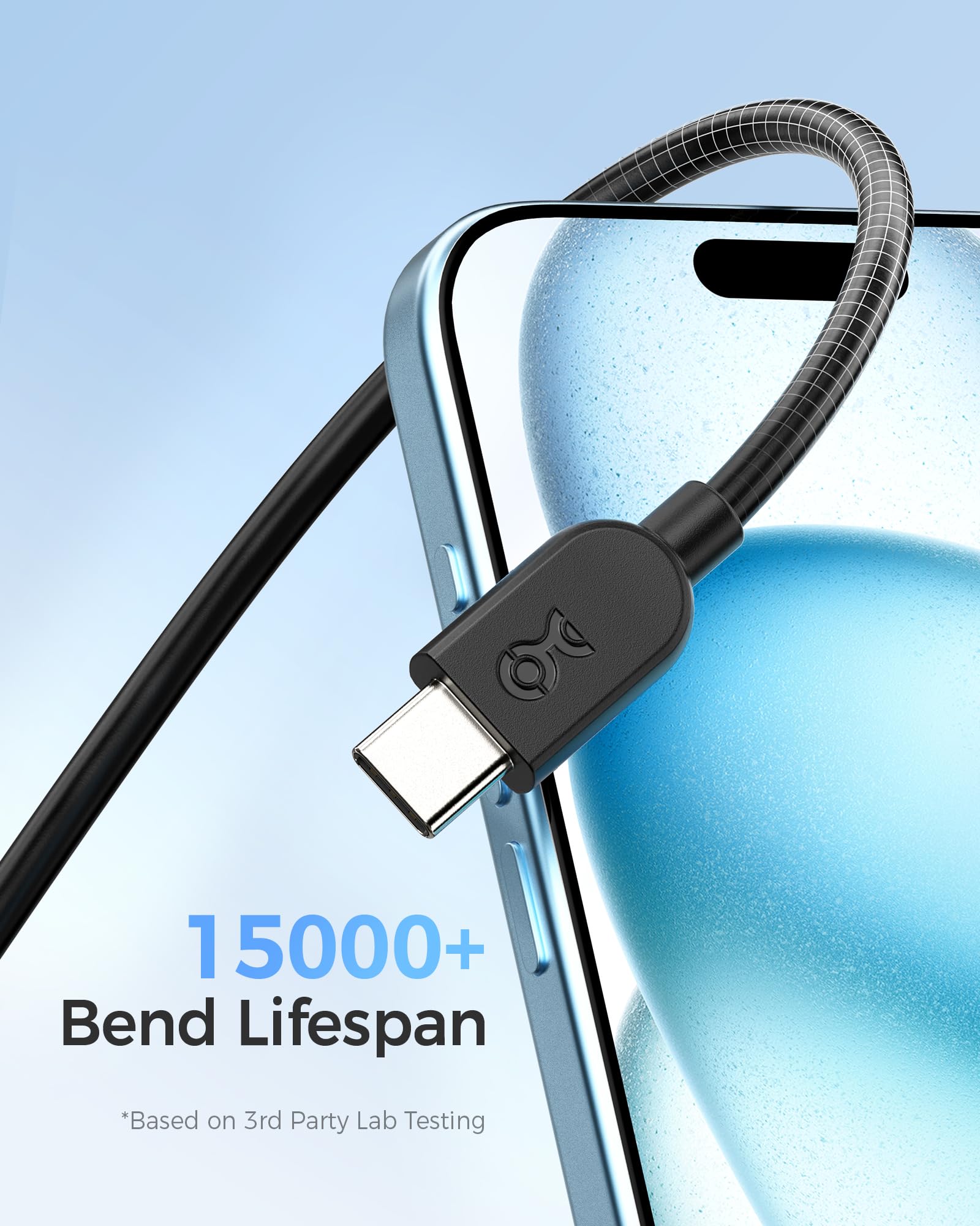 Cable Matters 3-Pack Ultra Flexible USB C Fast Charging Cable 6ft (Black) - 60W PD Charging, 480Mbps Data Transfer - Compatible with iPhone 16/15, Galaxy S24, iPad Pro, MacBook - Perfect for CarPlay, Android Auto & Home/Office Charging