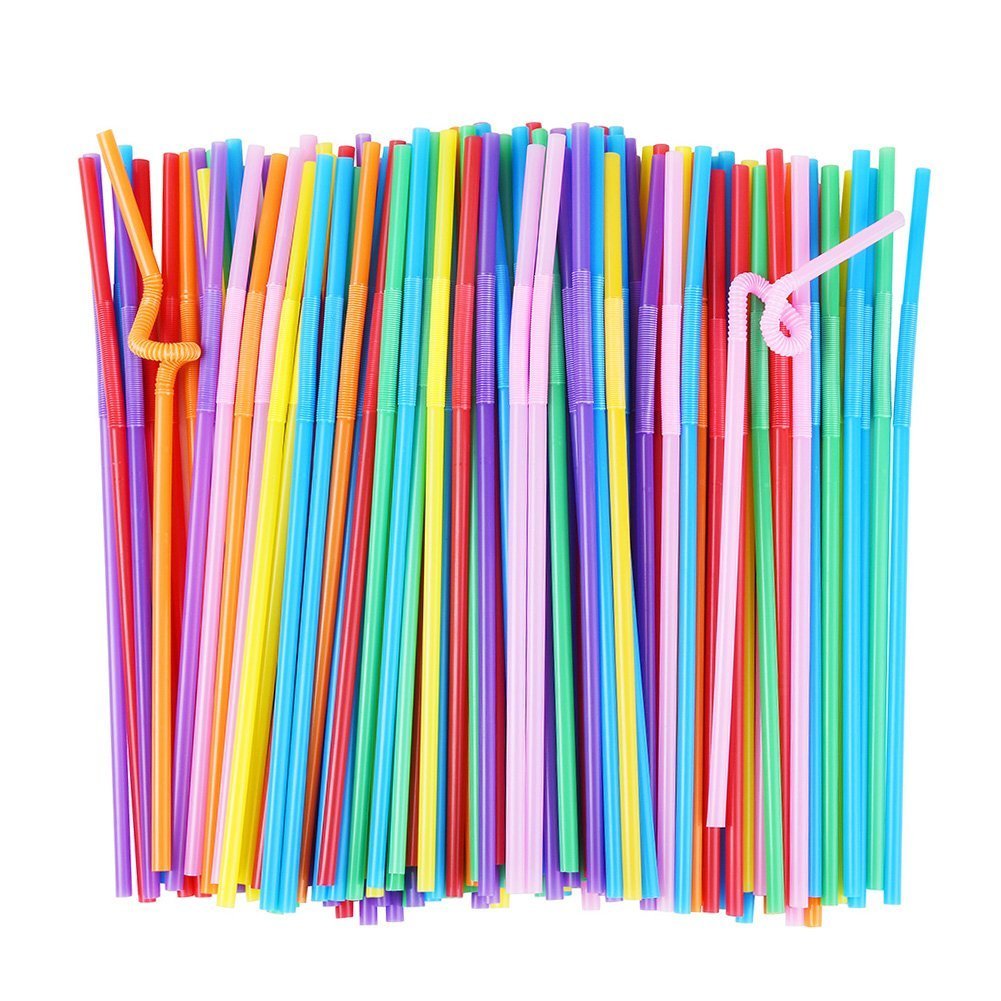 ALINK 500 Black Flexible Straws + 200 Extra Long Bendable Drinking Straws - Perfect for Smoothies, Cocktails, and Party Drinks