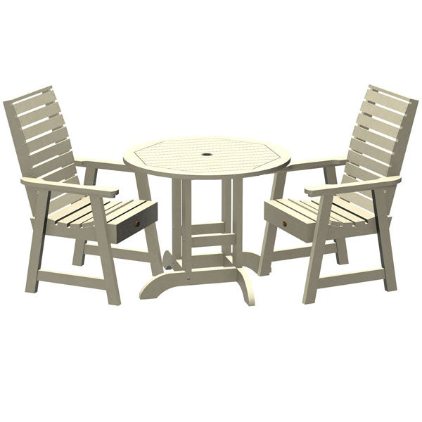 Glennville 3-Piece Round Dining Table Set for Kitchen, Breakfast Nook & Small Spaces - Patio, Balcony or Indoor Use