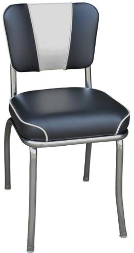 V-Back Diner Chair - Black/White, Waterfall Seat Design - Modern Kitchen Dining Chairs for Home, Restaurant & Cafe - Comfortable & Stylish Seating Solution