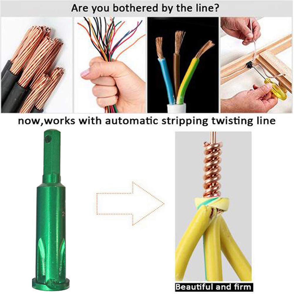 Electric Wire Twisting Tool - Automatic Manual Wire Stripper & Twister for Power Drill Drivers | Simultaneous Stripping & Twisting Tool | Power Tool Accessories for Electrical Work, DIY Projects & Home Repairs (Green)