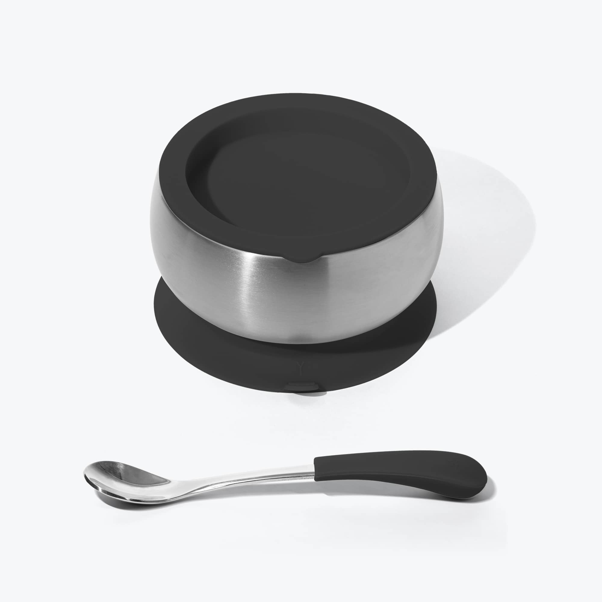 Avanchy Stainless Steel Baby Bowl with Spoon Set - BPA Free, Leak Proof & Airtight Lid - Perfect for Baby Food, Snacks & Travel - Black