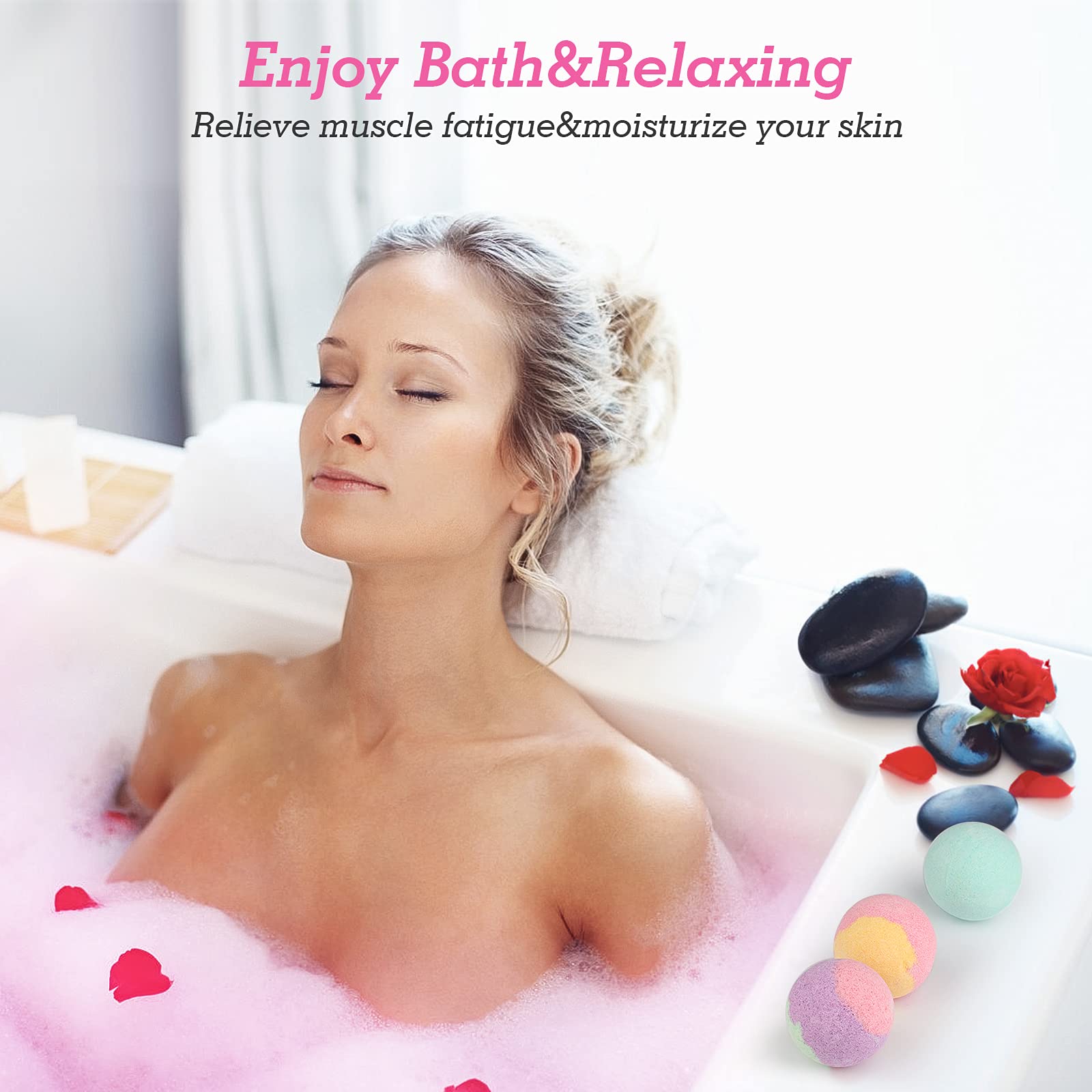 16Pcs Organic Bath Bombs Gift Set for Women - Relaxing Spa Birthday Christmas Gifts for Her - Perfect for Self-Care, Stress Relief & Romantic Bath Time