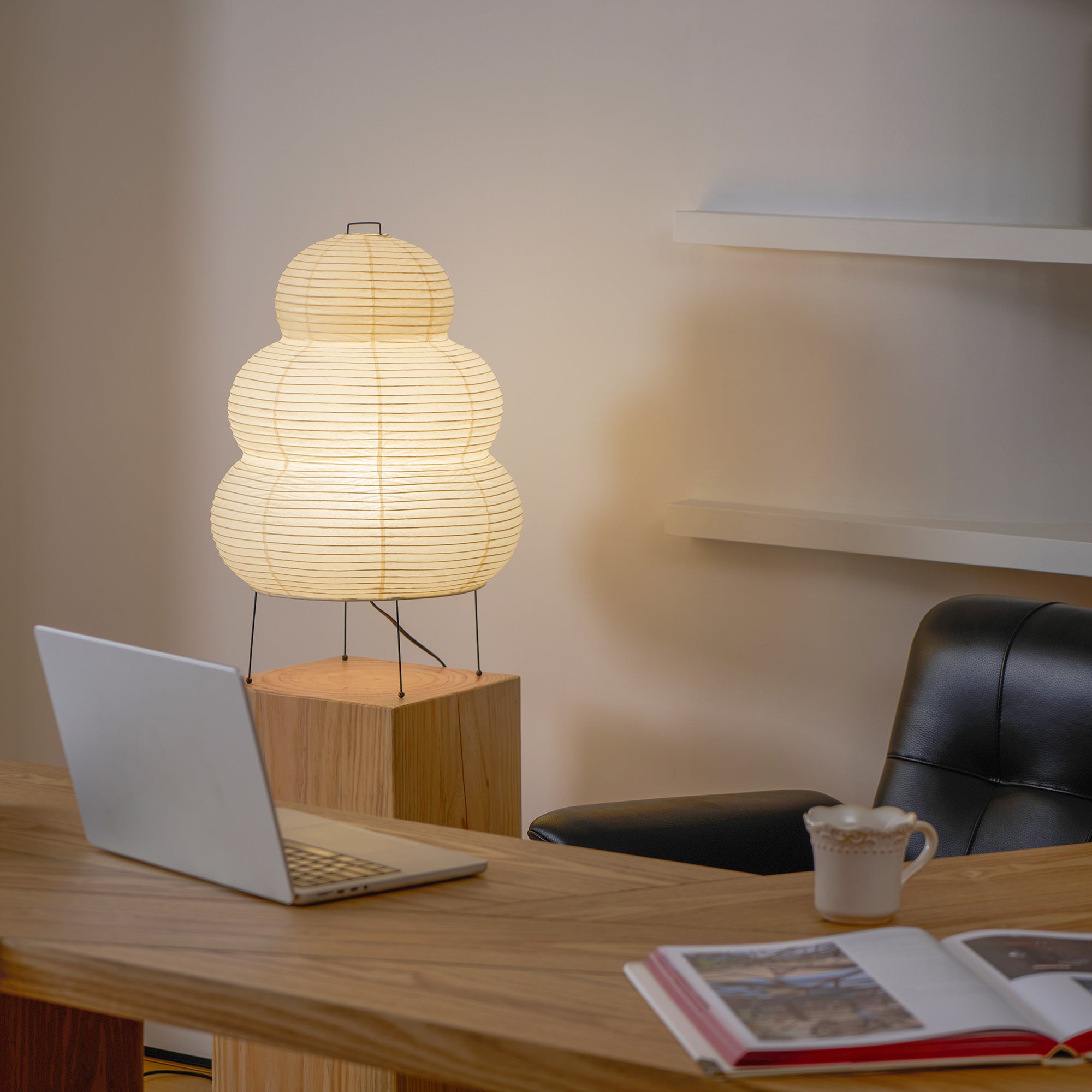 Japanese Akari Paper Table Lamp - Handmade Shoji Style Lighting for Bedroom, Living Room & Office - Warm Ambient Light for Relaxation & Decor