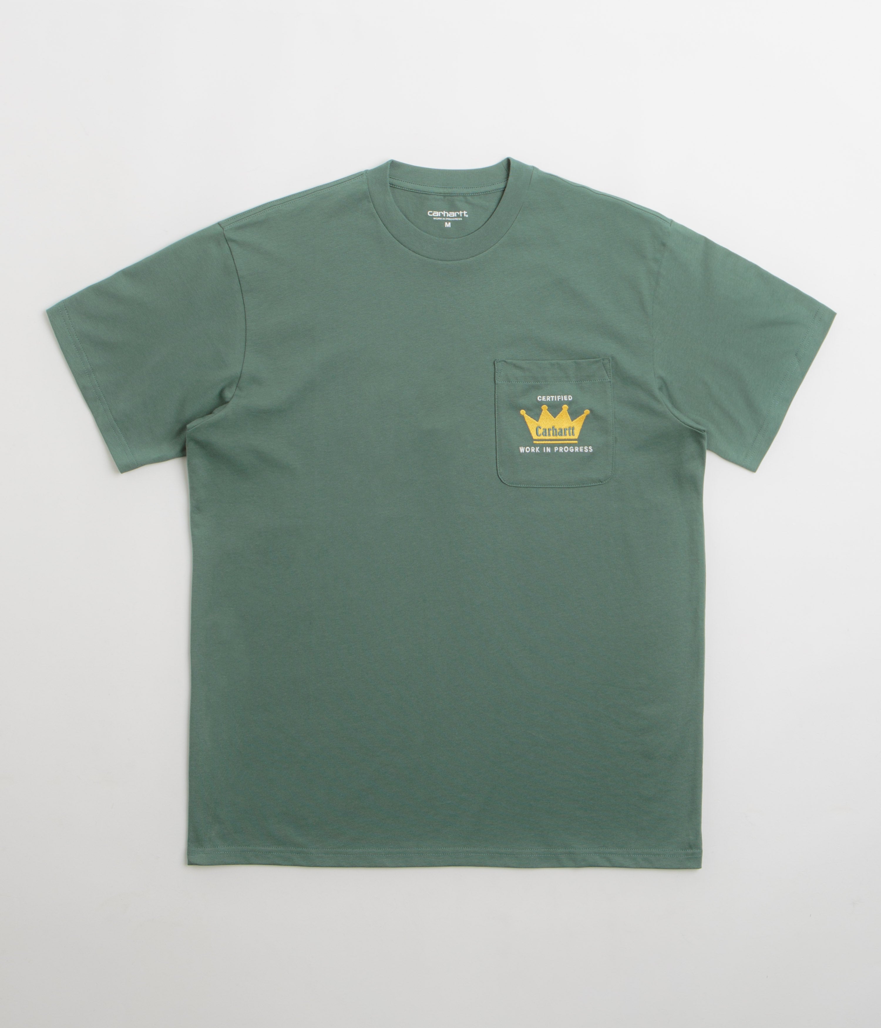 Carhartt Crown Pocket T-Shirt for Men - Silver Pine - Durable Workwear Shirt for Construction, Outdoor & Casual Wear