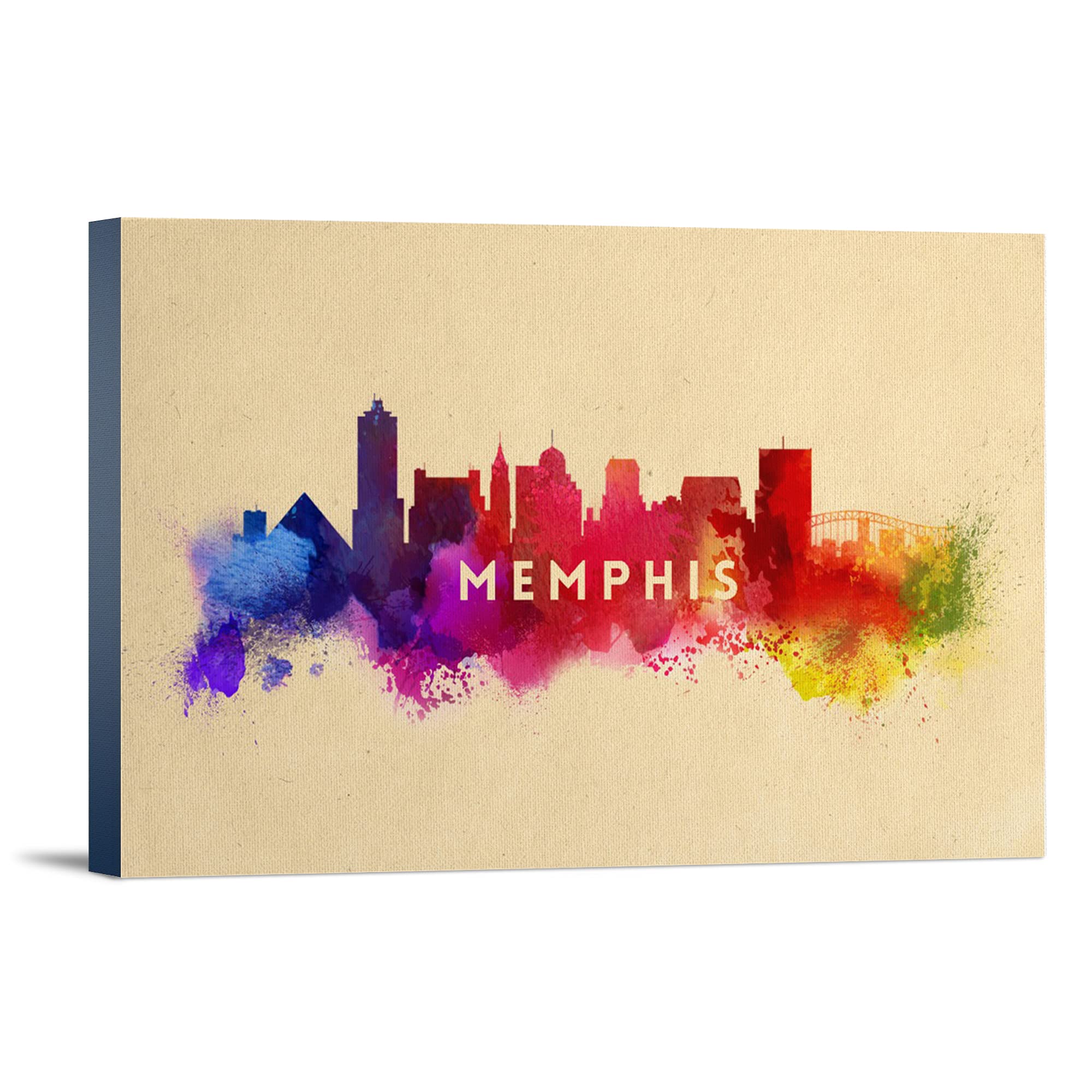 Lantern Press Memphis Tennessee Skyline Abstract Art - 16x24 Wrapped Canvas Wall Decor - Perfect for Living Room, Bedroom & Office Decor