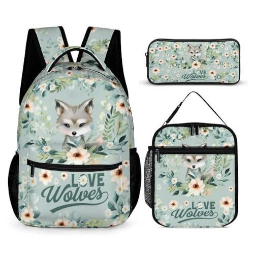 Wolf Backpack 3 With Lunch Bag Pencil Bag