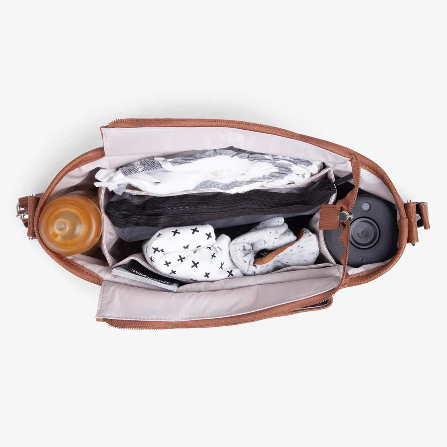 Vanchi Pram Caddy Pebbled Tan - Stylish and Functional Stroller Organizer for Diaper Bags & Baby Essentials - Perfect for Shopping, Travel & Daily Walks
