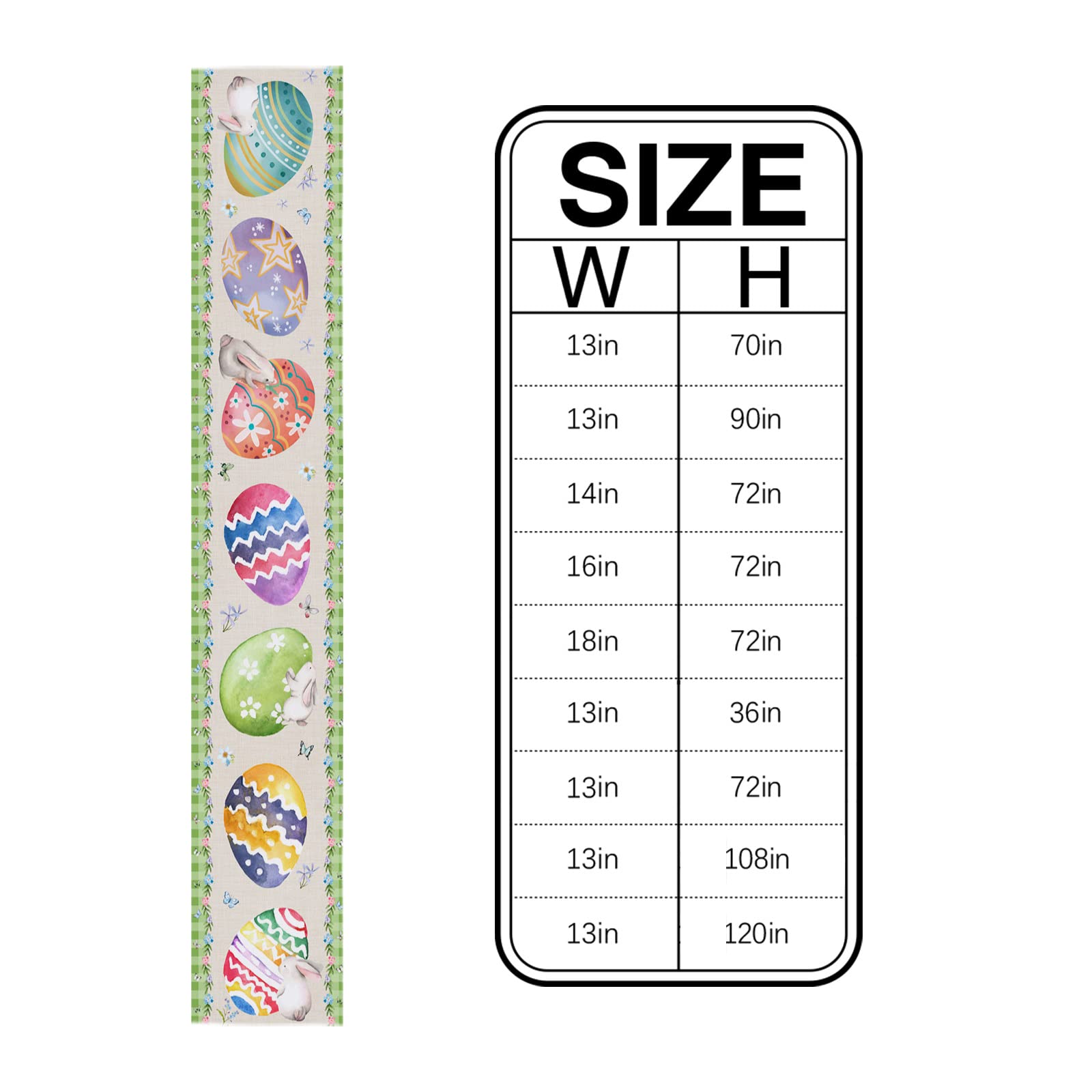 Easter Table Runner 13x70 Inch - Spring Bunny & Eggs Design Kitchen Dining Decor for Family Dinner, Banquet, Party | Cute Easter Rabbit Tablecloth for Holiday Celebrations & Home Decorations