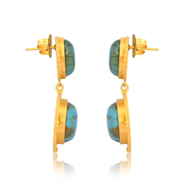 Turquoise Island Hopping Drop Earrings - Boho Beach Jewelry for Summer Vacations & Tropical Getaways
