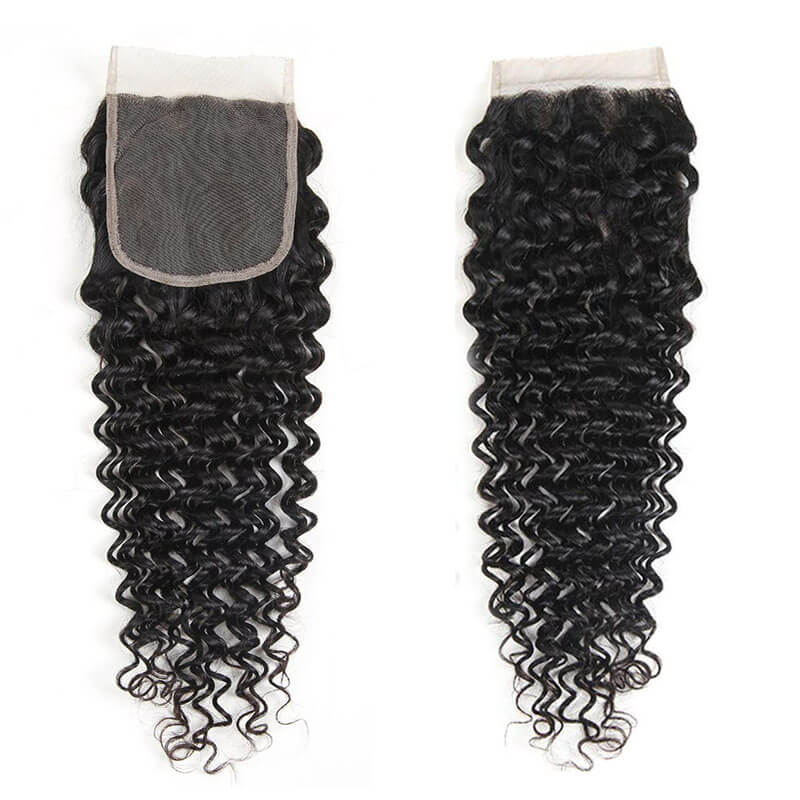 Eullair Deep Wave Bundles with Closure 3/4 PCS - 4x4 5x5 6x5 HD Lace Closure Human Hair Weave - Perfect for Natural Hairstyles, Sew-Ins & Protective Styling