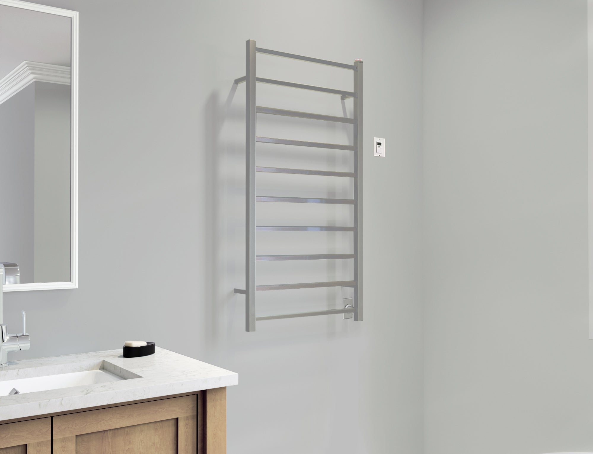 Gala Dual XL 10 Bar Hardwired & Plug-in Towel Warmer - Brushed Stainless Steel with Timer - Perfect for Bathrooms, Spas & Luxury Homes