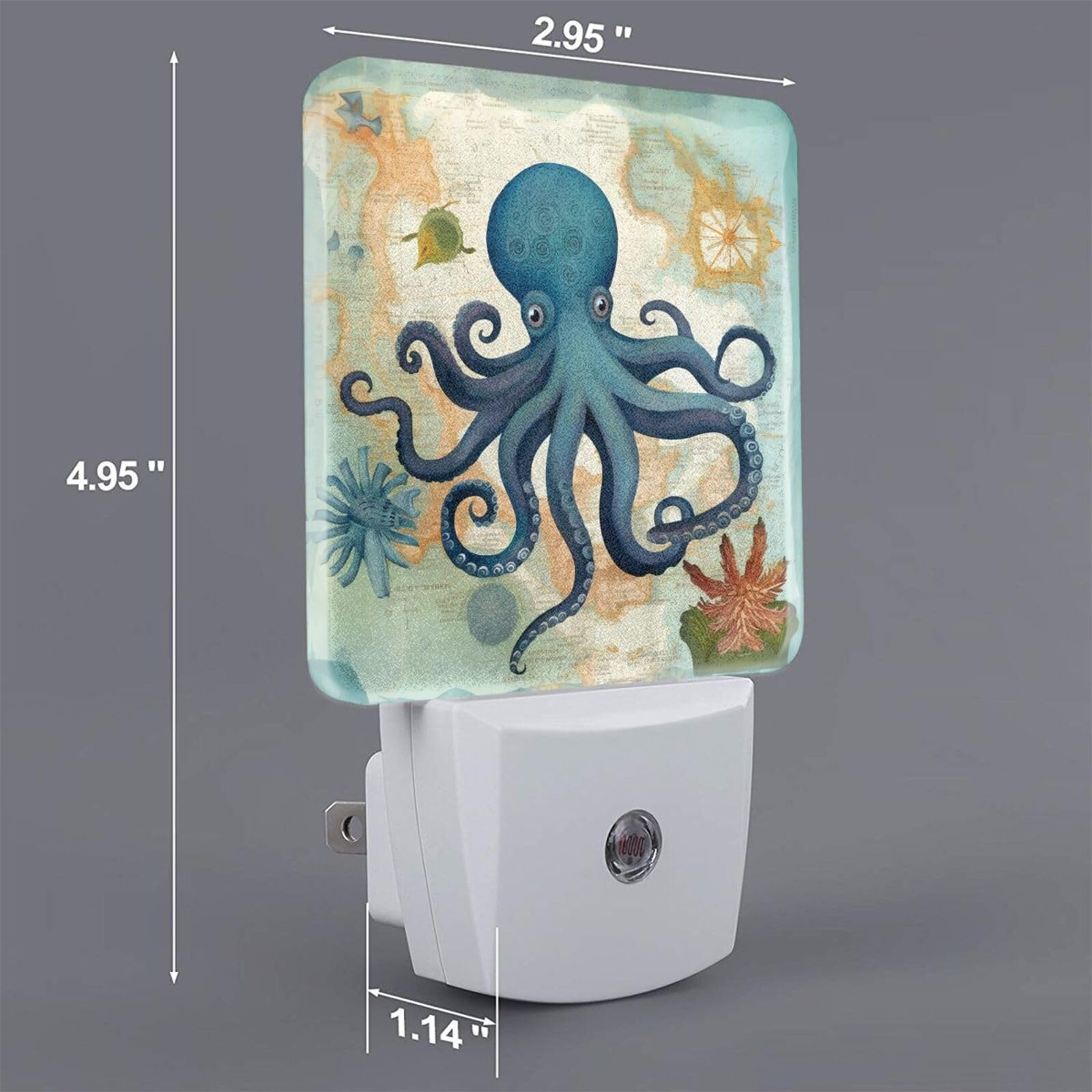 Aieefun Set of 2 LED Night Lights - Ocean World Sea Octopus Animal Design with Auto Dusk-to-Dawn Sensor, Plug-in Home Decor for Adults | Perfect for Bedroom, Nursery, Hallway & Bathroom Night Lighting