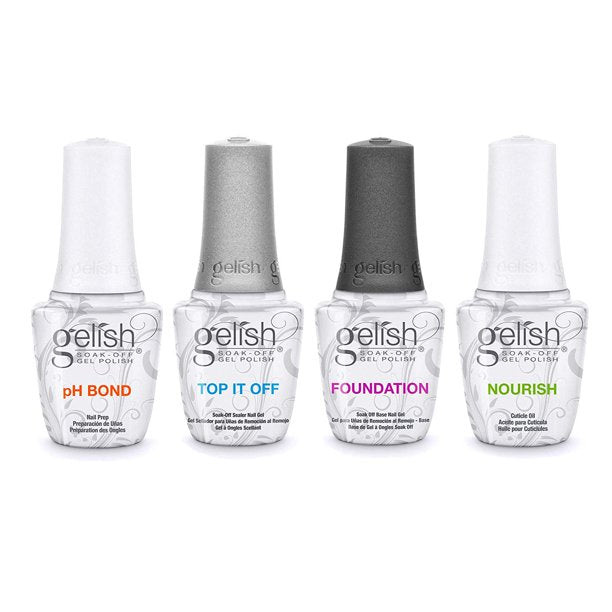 Gelish Essentials Fantastic Four - Professional Nail Gel Polish Set for Salon & Home Manicures | Long-Lasting & Vibrant Colors | Perfect for DIY Nails, Gifts & Special Occasions