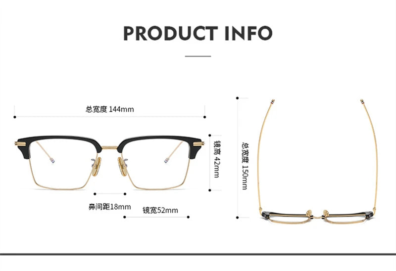 Stylish Black Unisex Full Rim Big Square Acetate & Titanium Eyeglasses 55422 - Perfect for Work, Reading, and Fashion Accessories