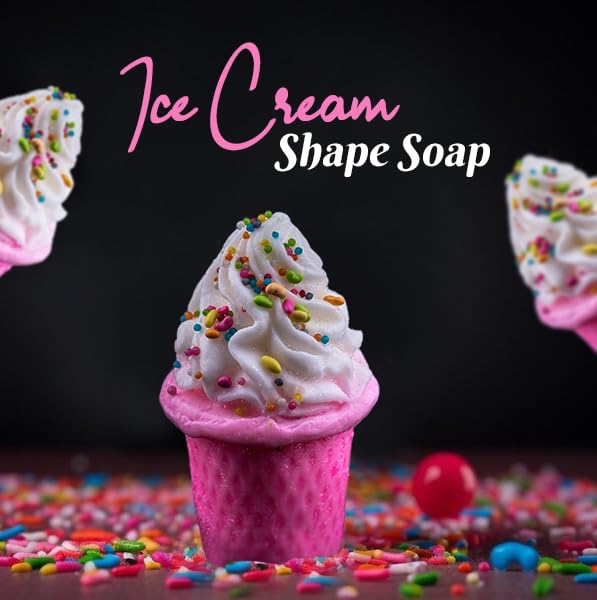 GLANZ NATURALS Handmade Cupcake Shaped Soap with Exotic Oils, Goat Milk & Shea Butter - Deep Cleansing, Moisturizing & Exfoliating Bar Soap for Dry Skin - Gentle for All Ages & Sensitive Skin - Perfect for Gifts, Bath Time & Self-Care Routine (Pink, 3.5 oz)