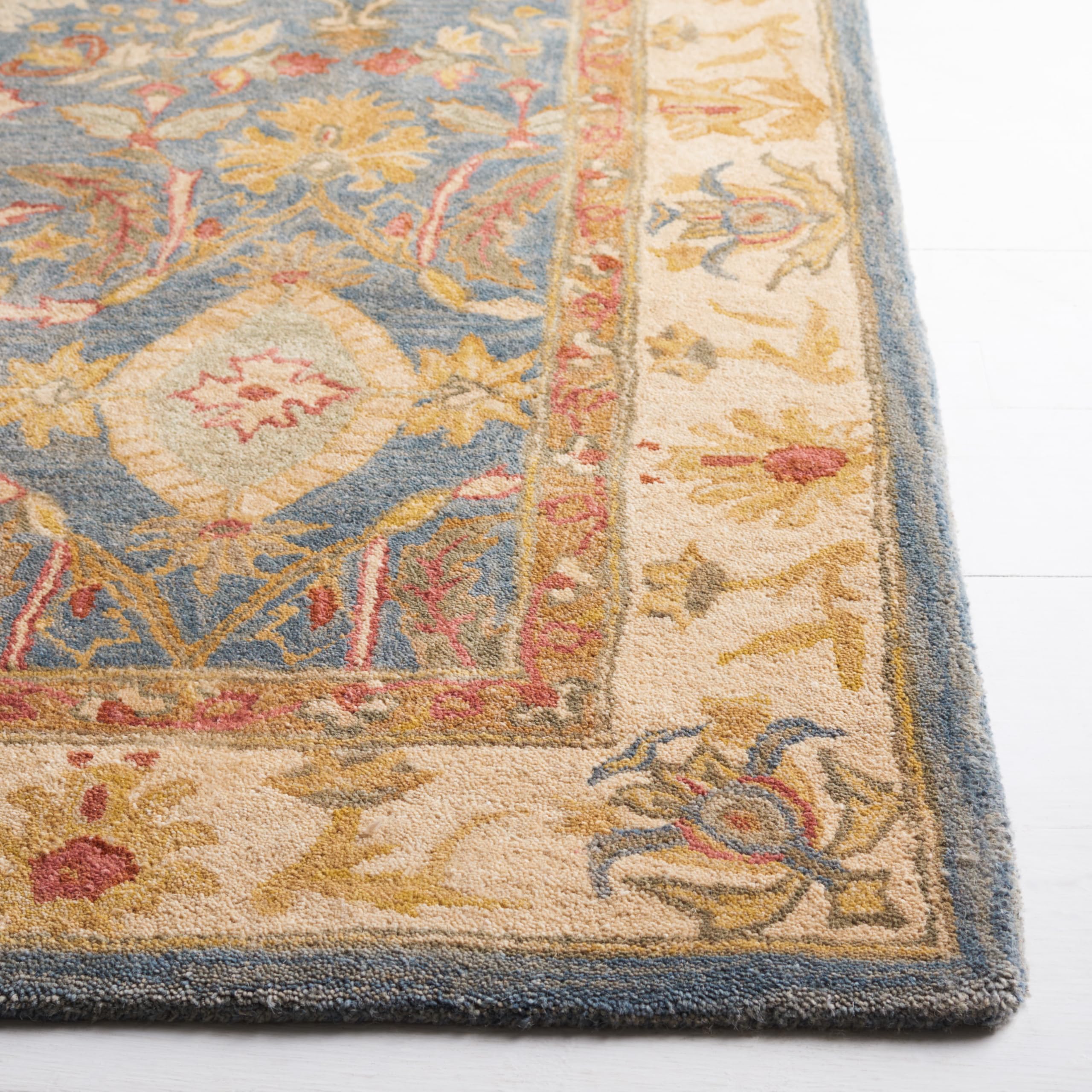 SAFAVIEH Anatolia Collection Handmade Traditional Oriental Wool Area Rug - 5' x 8', Light Blue & Ivory, Non-Slip & Durable for High Traffic Areas - Perfect for Living Room, Bedroom, Office & Dining Room Decor (AN544D)