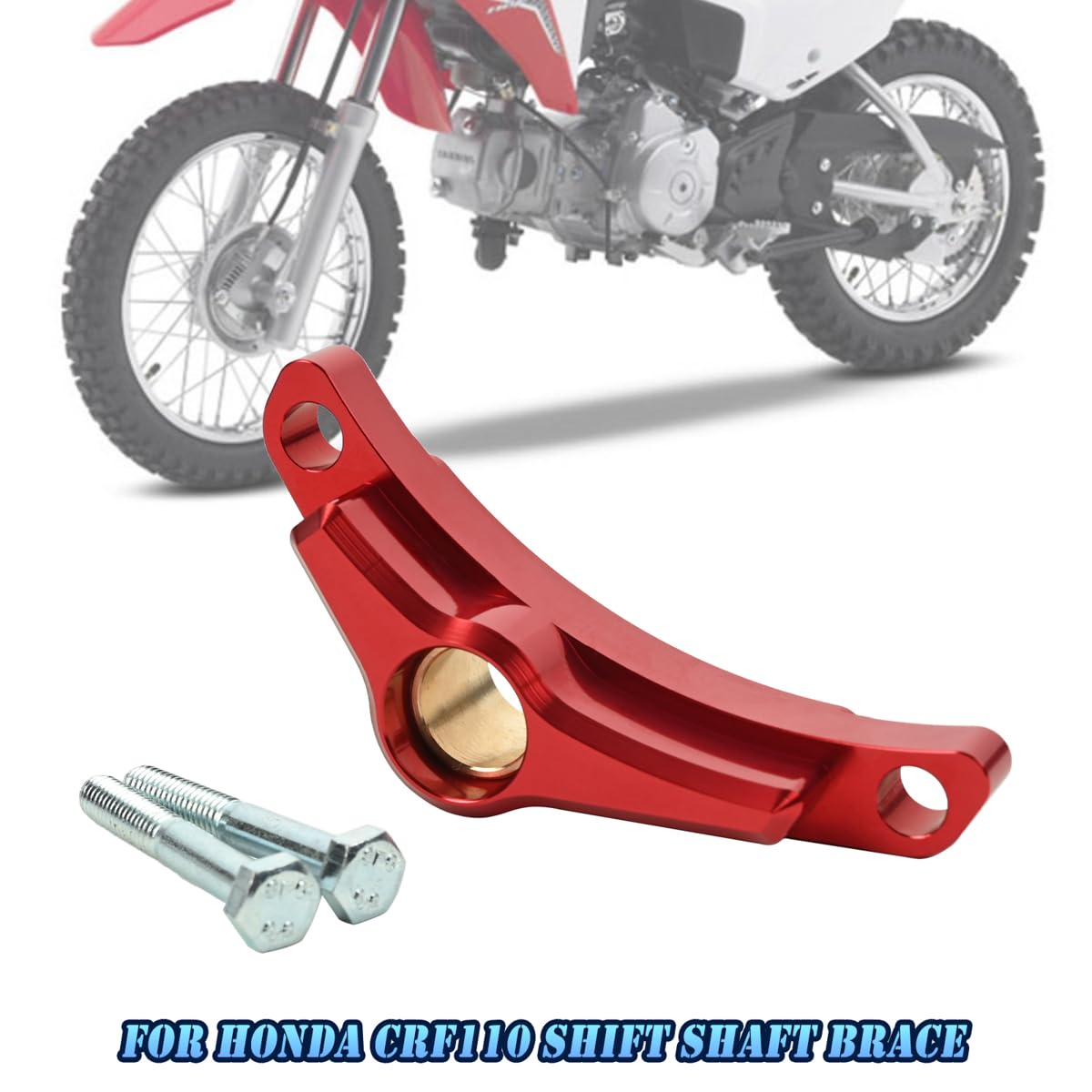 Canitu Red Shift Brace - CNC Aluminum Shifter Support for Honda CRF110 2013-2023 | Off-Road Riding