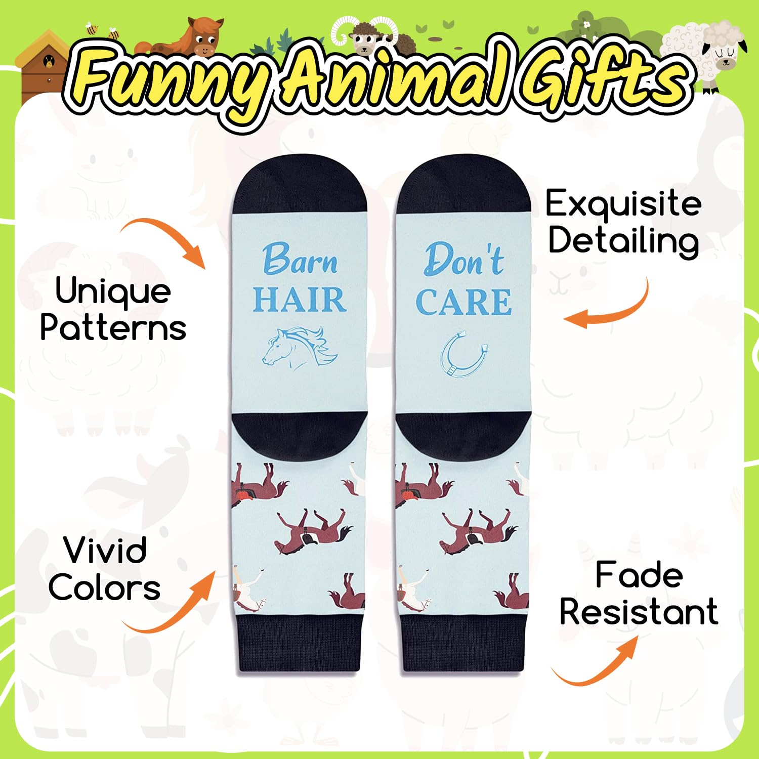 Zmart Animal Themed Gift Socks - German Shepherd, Chicken, Horse, Goat & Pig Design Unisex Socks for Dog Lovers, Farmers & Animal Enthusiasts - Perfect for Gifts, Casual Wear & Fun Outfits
