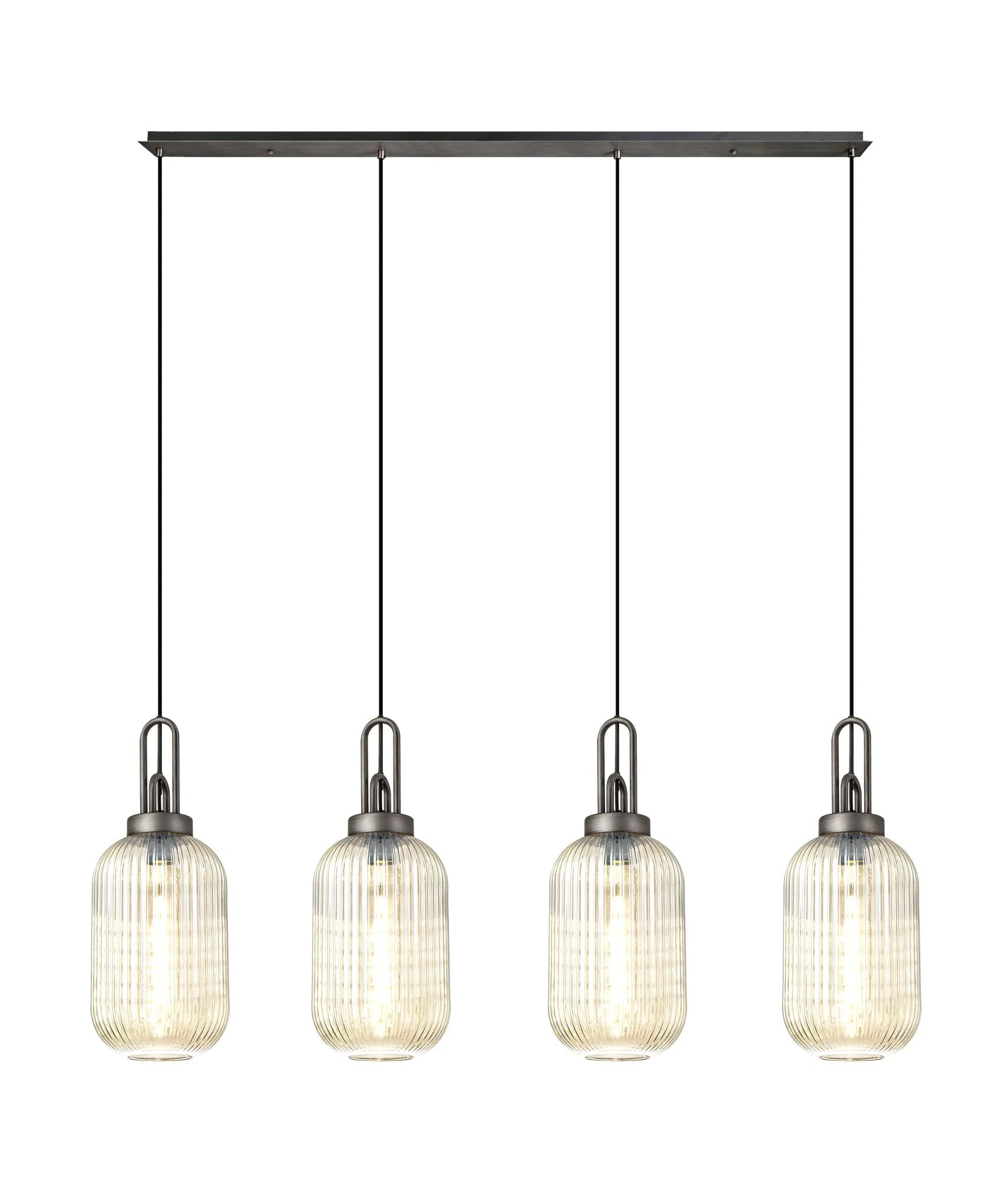 Cadiz 4Lt Linear Pendant Light Fixture - Modern Brushed Nickel/Matte Black/Bronze Finish - Perfect for Kitchen Island, Dining Room & Office Lighting